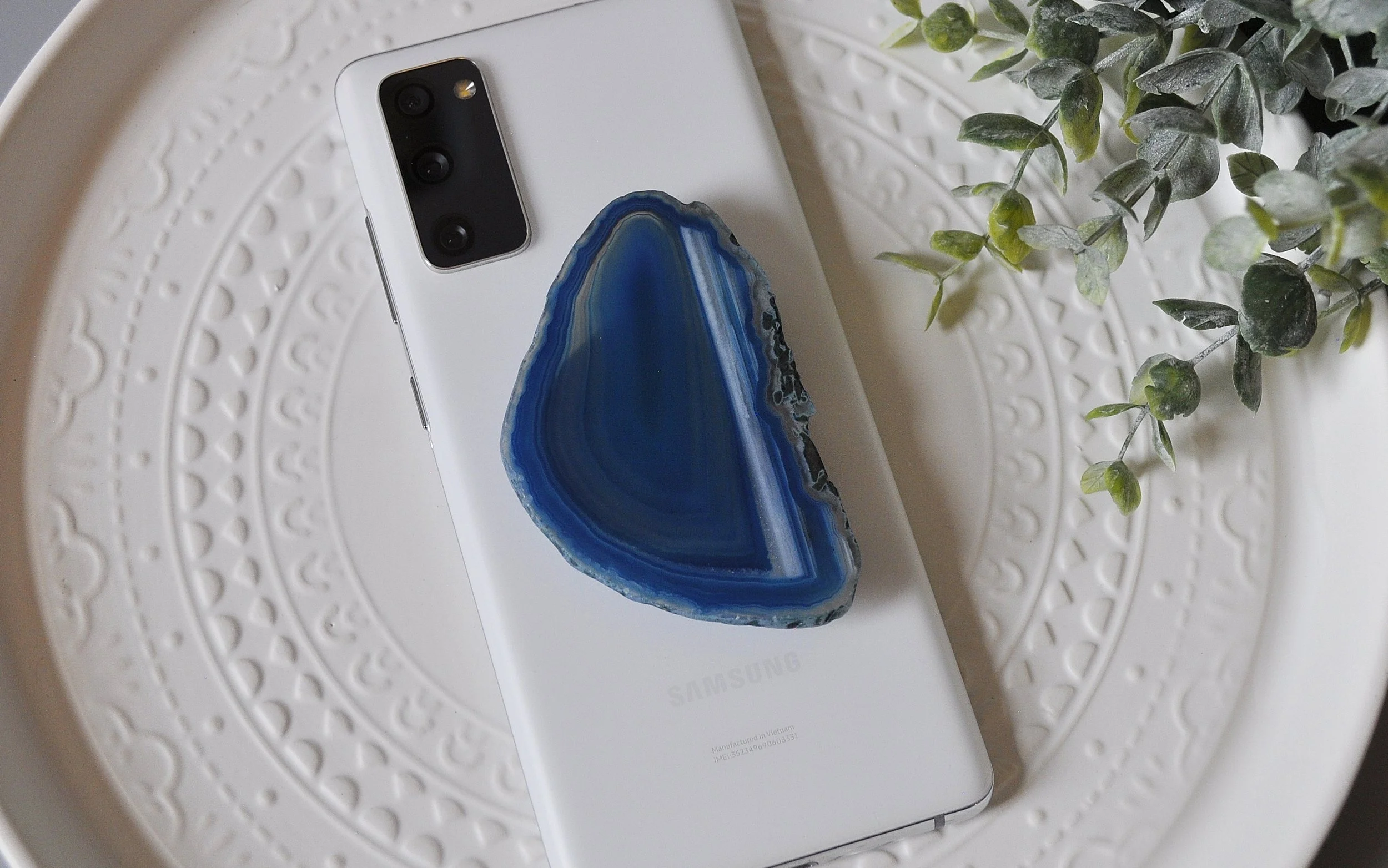 Blue Agate Cell Phone Pop Socket