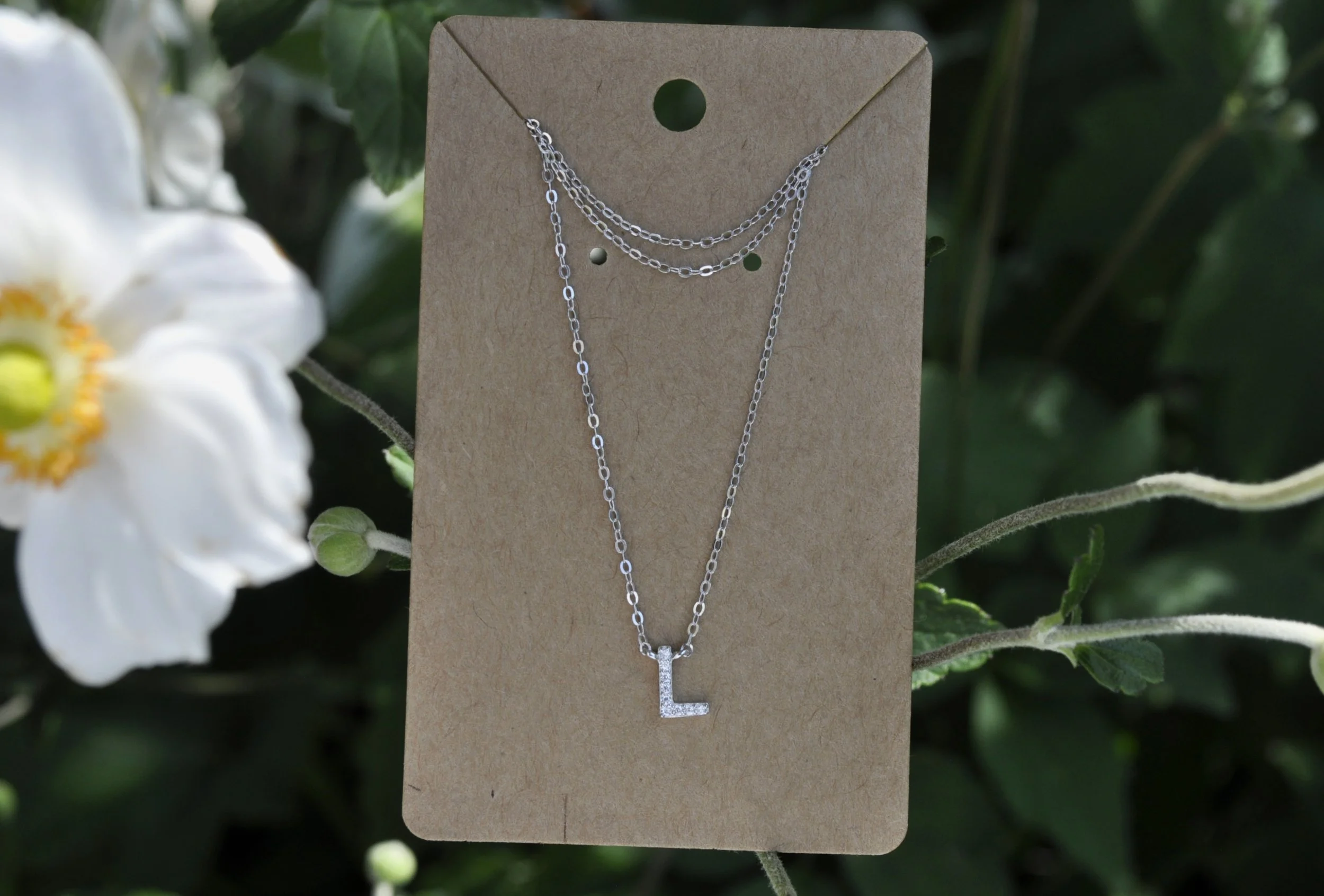 Moissanite "L" Gemstone Necklace