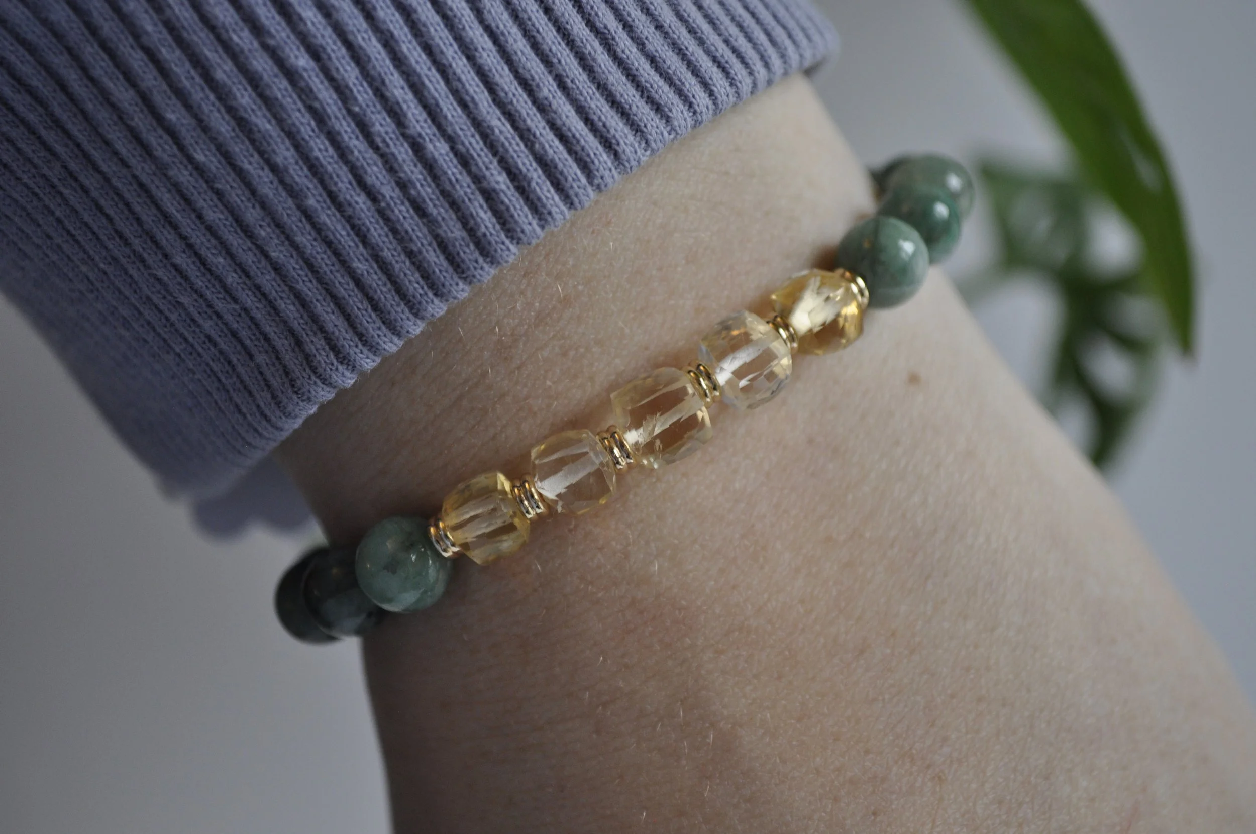 Emerald & Citrine Gemstone Bracelet