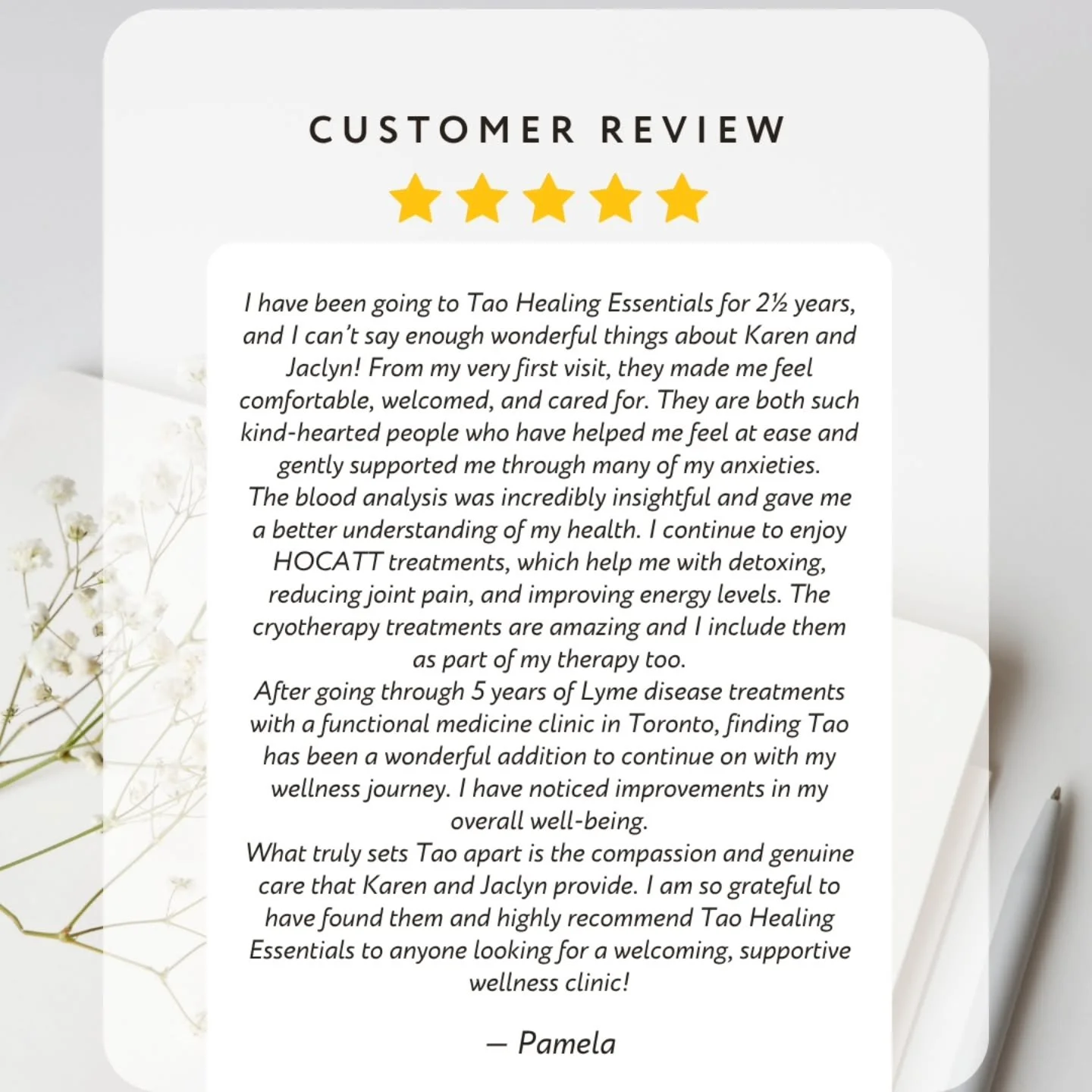 The Tao Experience: Reviews &amp; Results ✨

Hearing from our beautiful community fills our hearts with so much gratitude. 🤍

When we opened Tao Healing Essentials here in Tavistock, our dream was to create a private, welcoming sanctuary where deep 