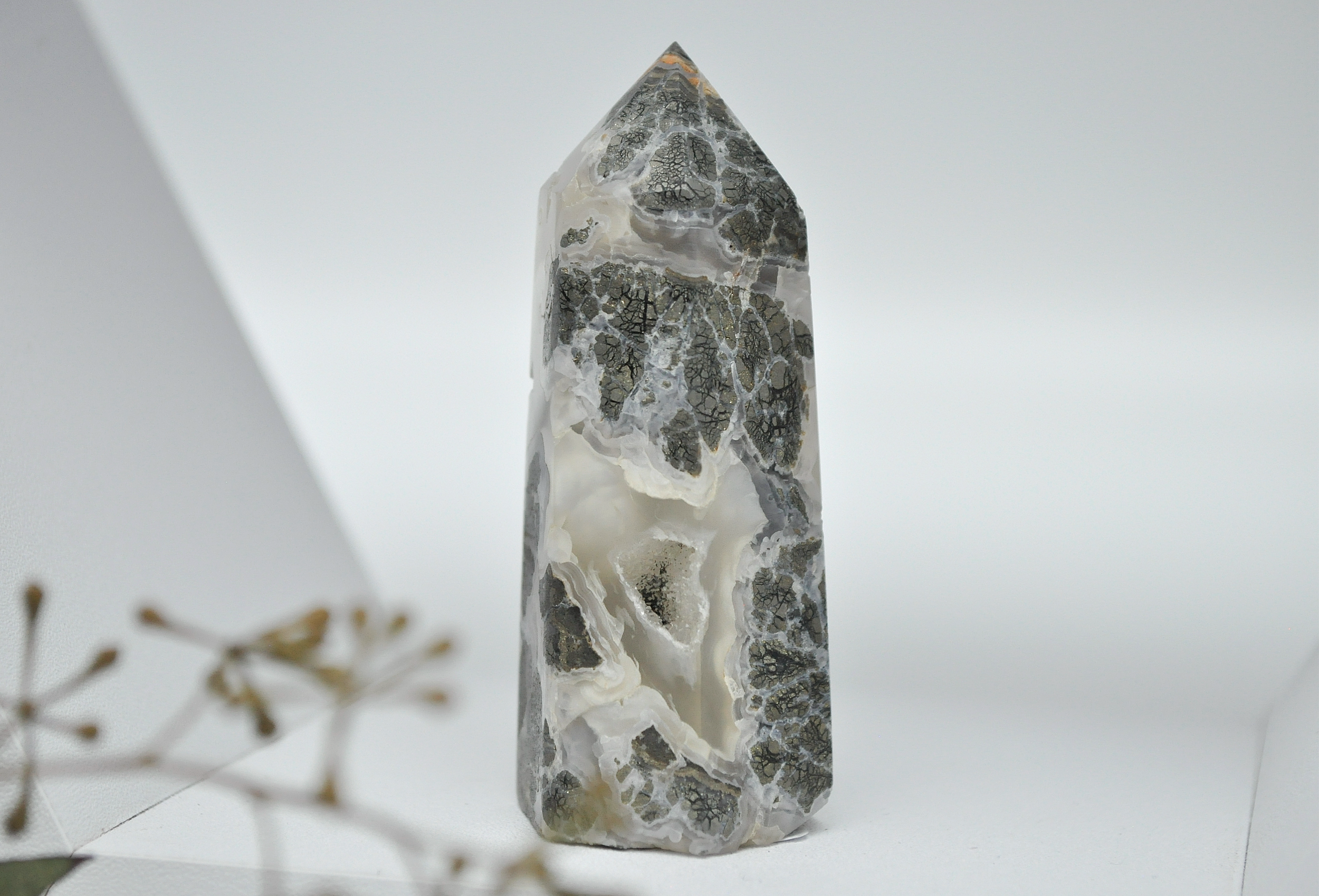 Pyrite Agate Crystal Tower