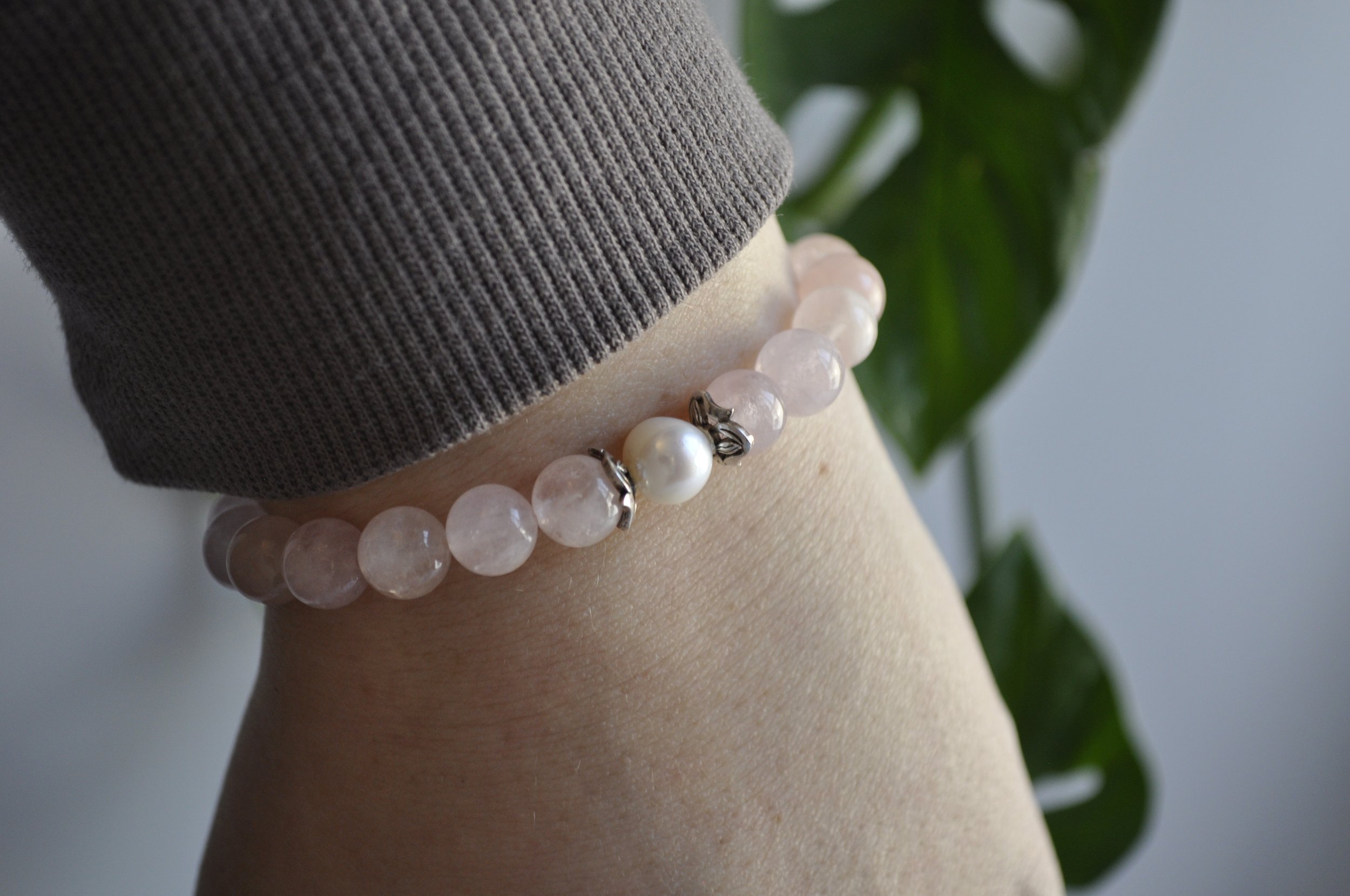 Pink Morganite & Freshwater Pearl Gemstone Bracelet