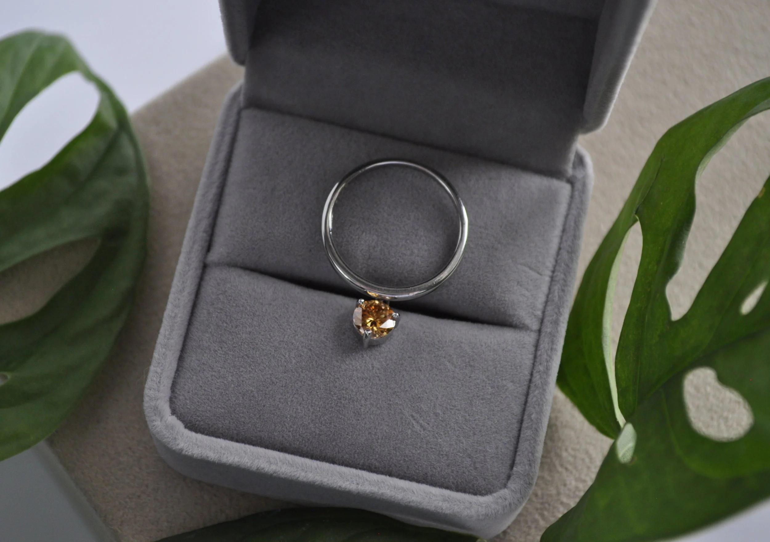 Champagne Moissanite Gemstone Rings