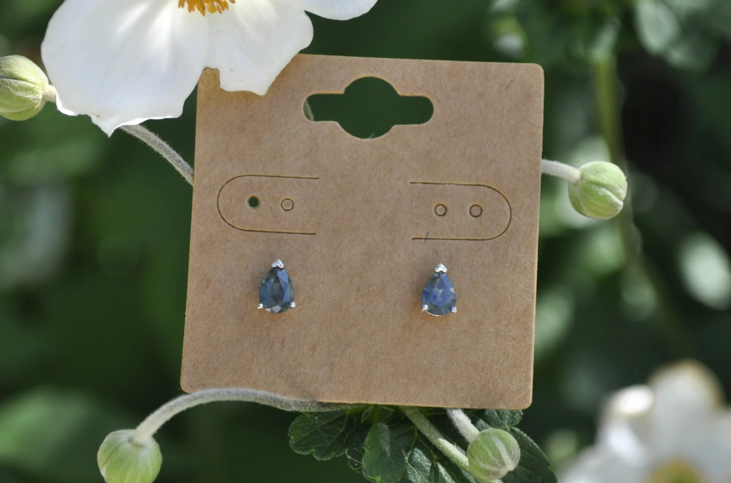 Teal Green Sapphire Gemstone Earrings