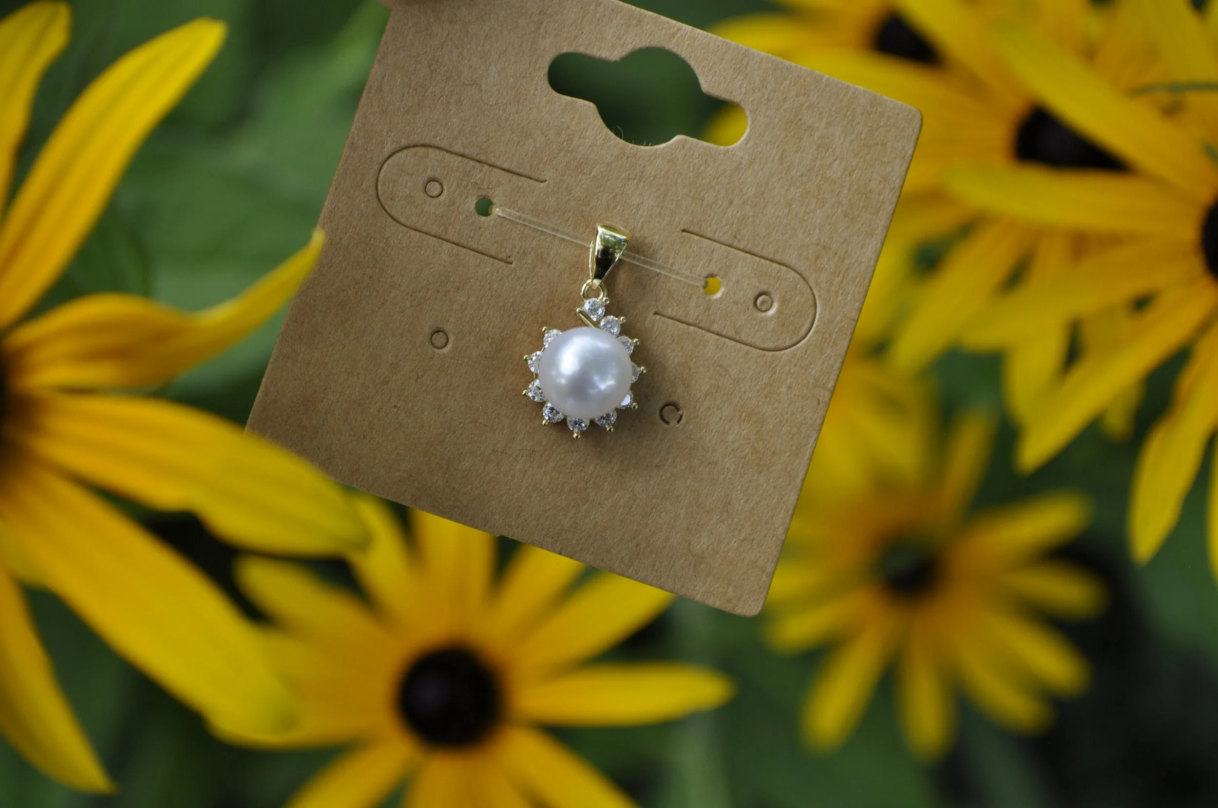 Freshwater Pearl & White Zircon Pendant | Gold Plated, Sterling Silver