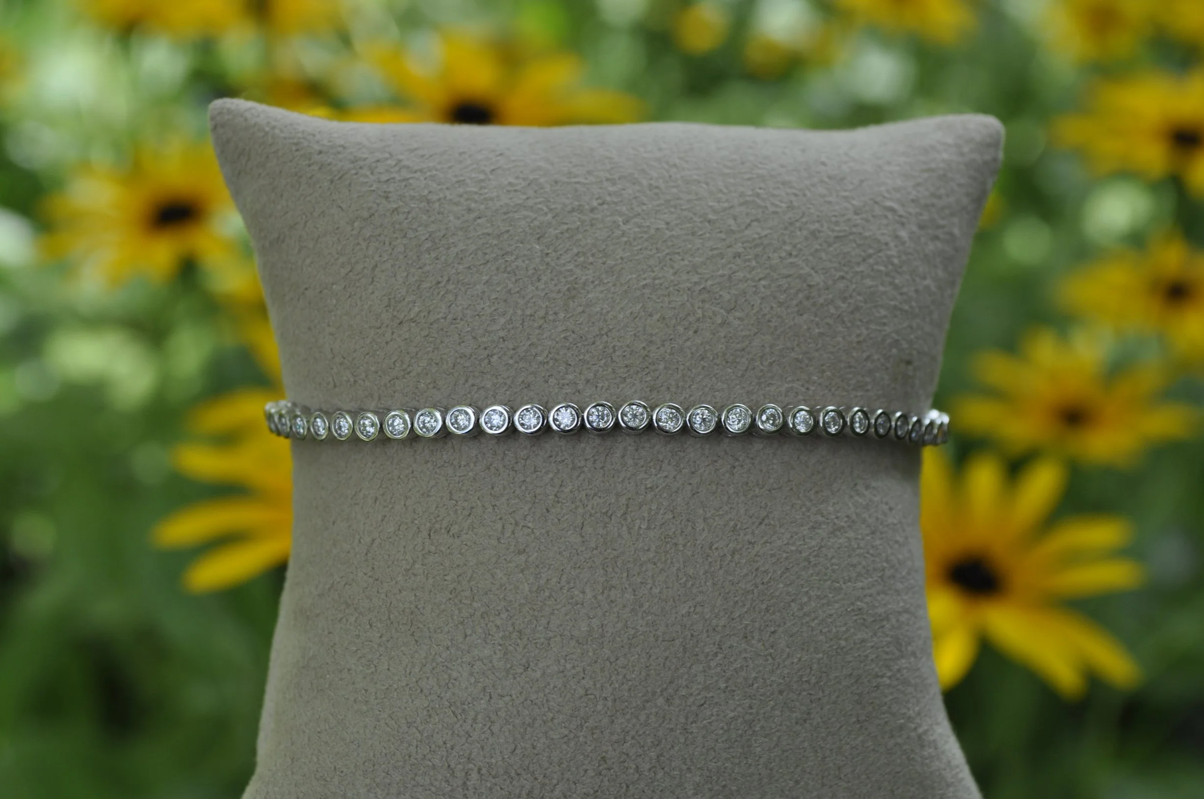 Round-Cut Bezel-Set Moissanite Tennis Bracelet | Sterling Silver