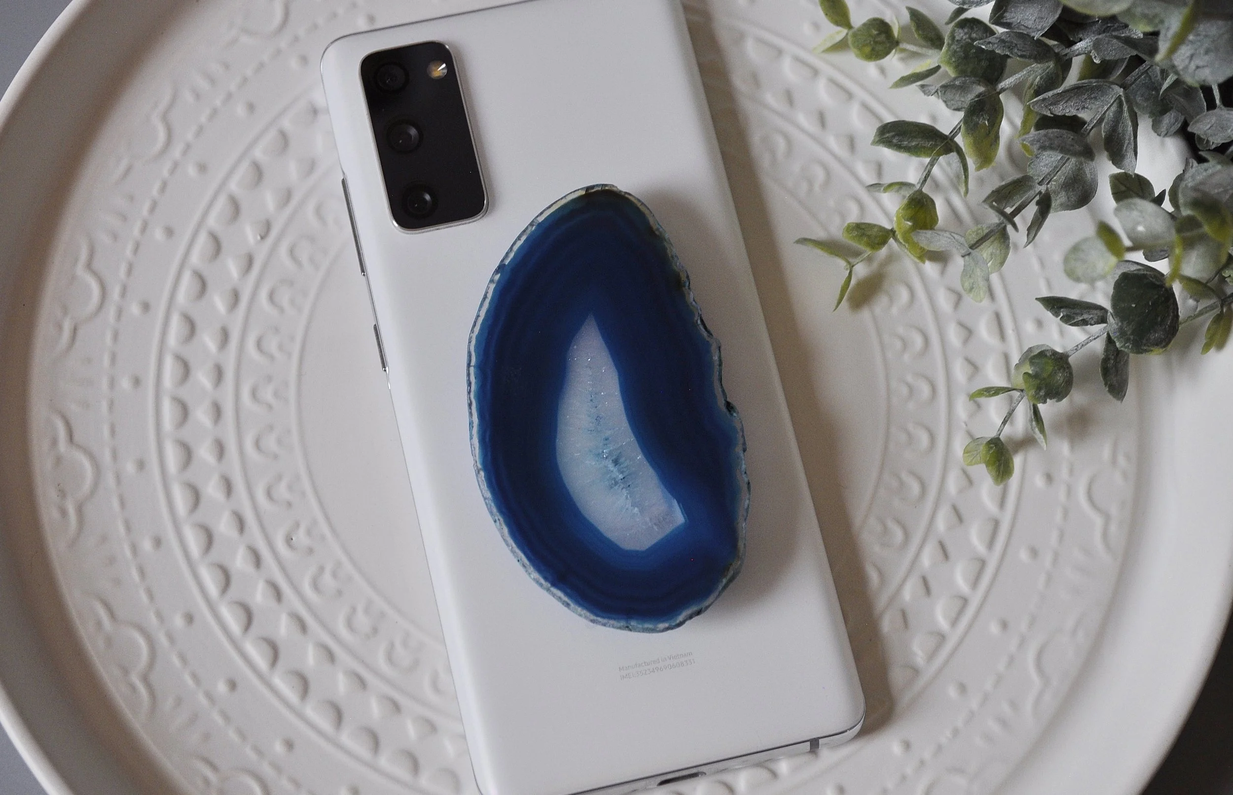 Blue Agate Cell Phone Pop Socket
