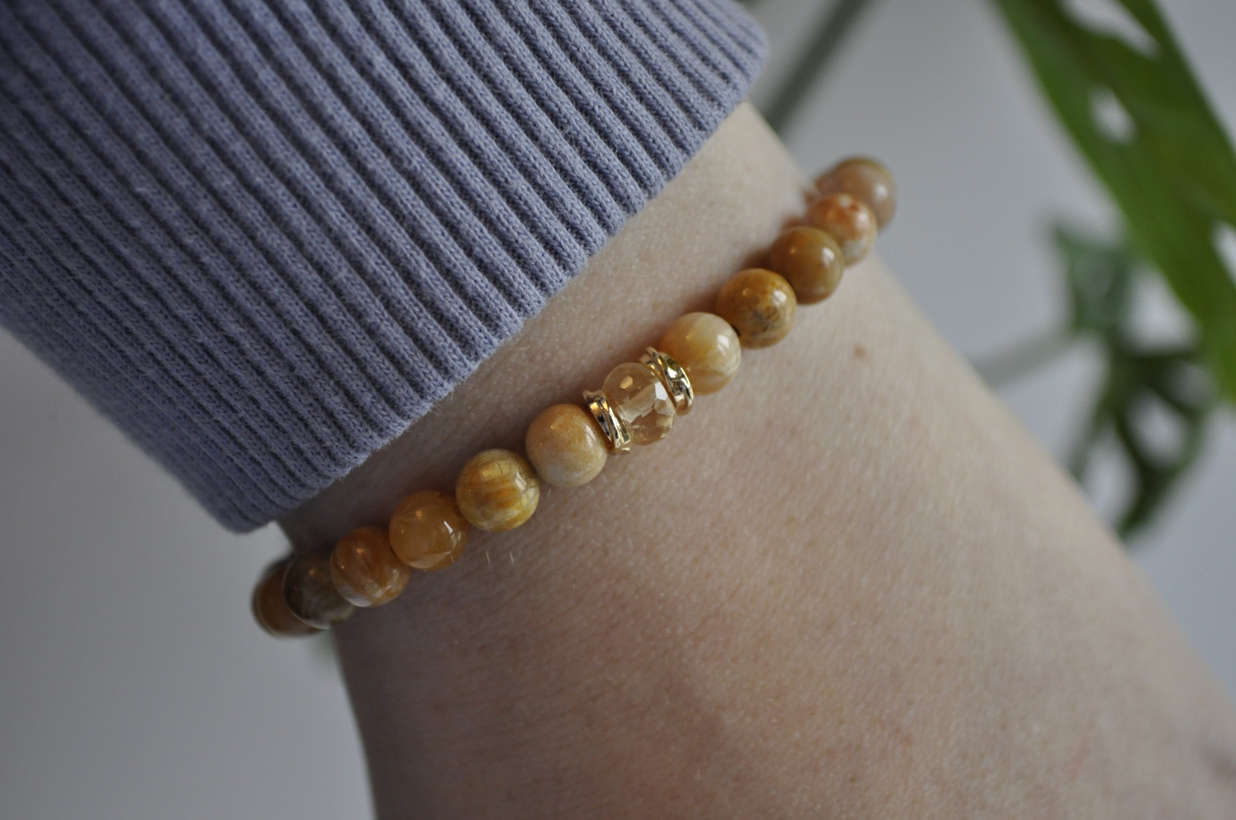 Chrysanthemum & Citrine Gemstone Bracelet