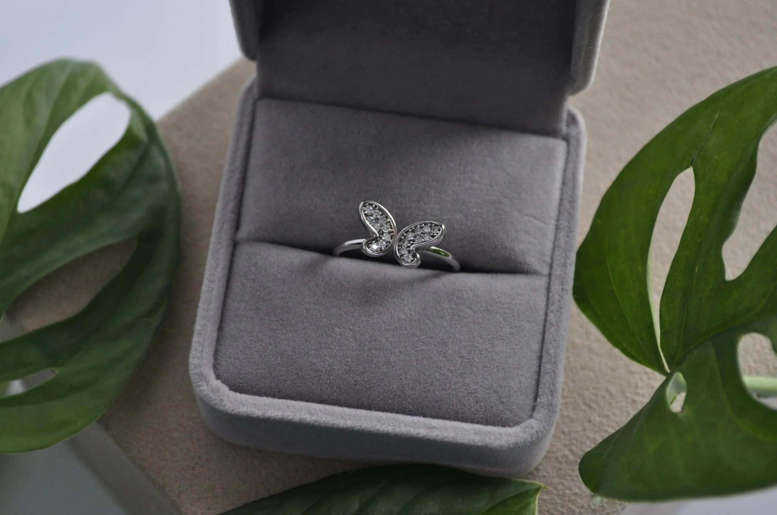 Moissanite Butterfly Gemstone Rings
