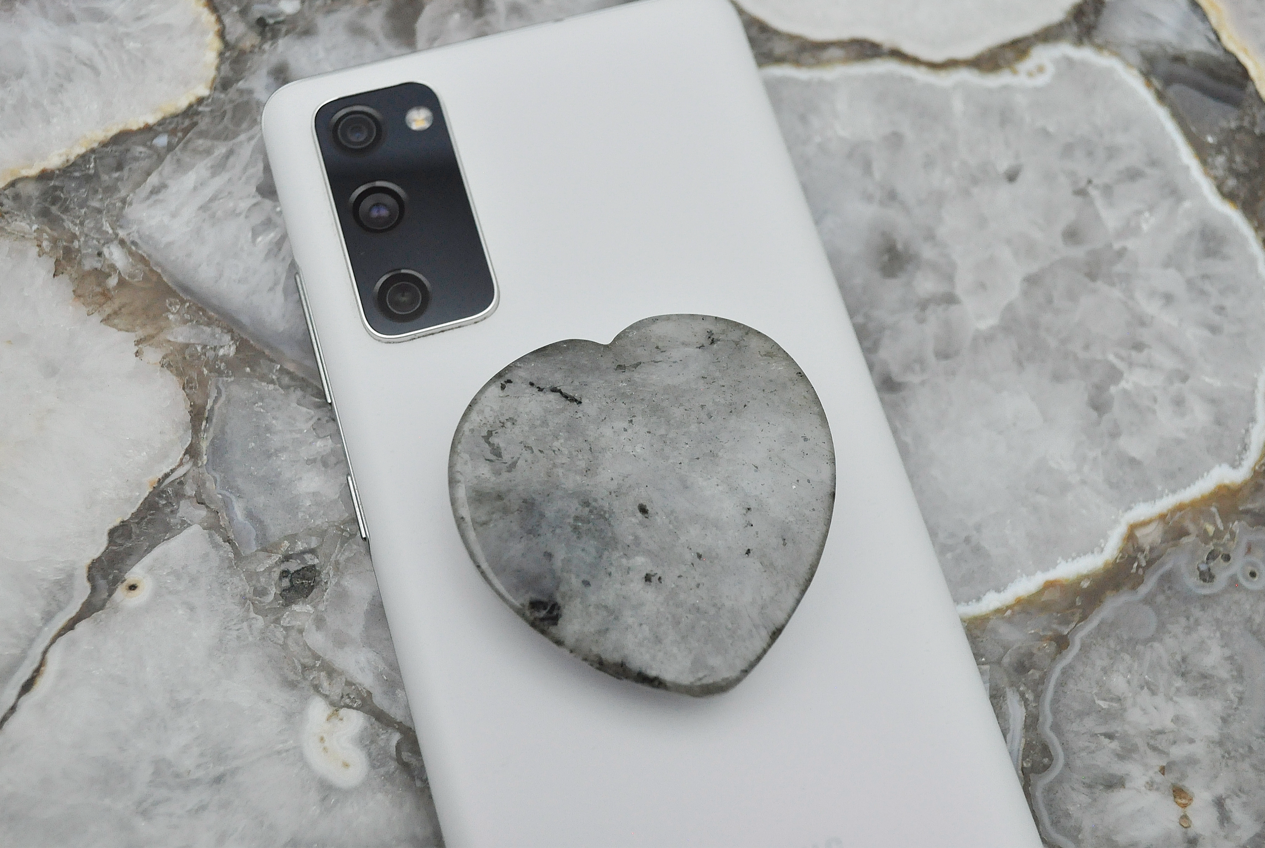 Labradorite Heart Cell Phone Pop Socket