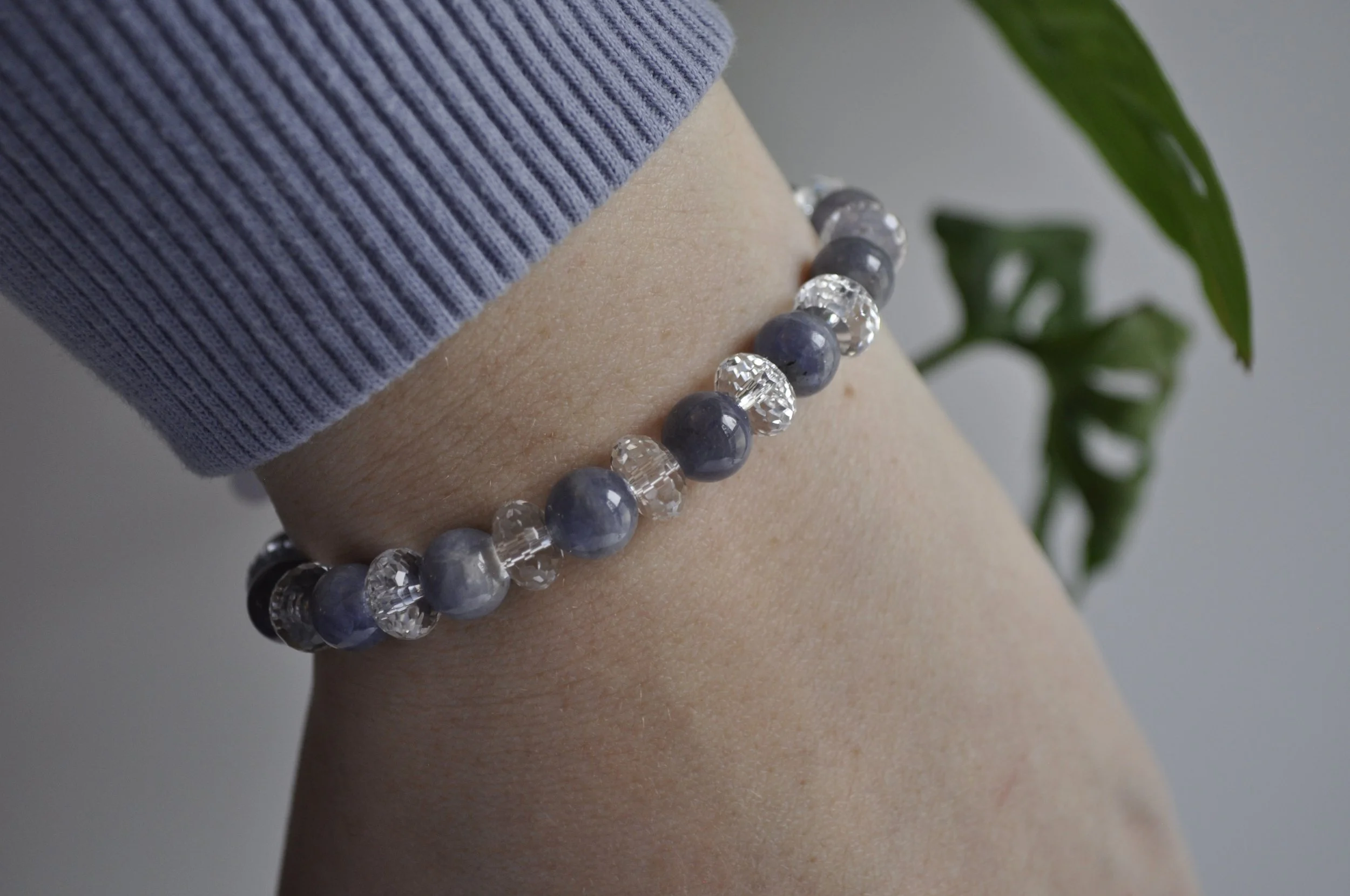 Tanzanite & Clear Quartz Gemstone Bracelet