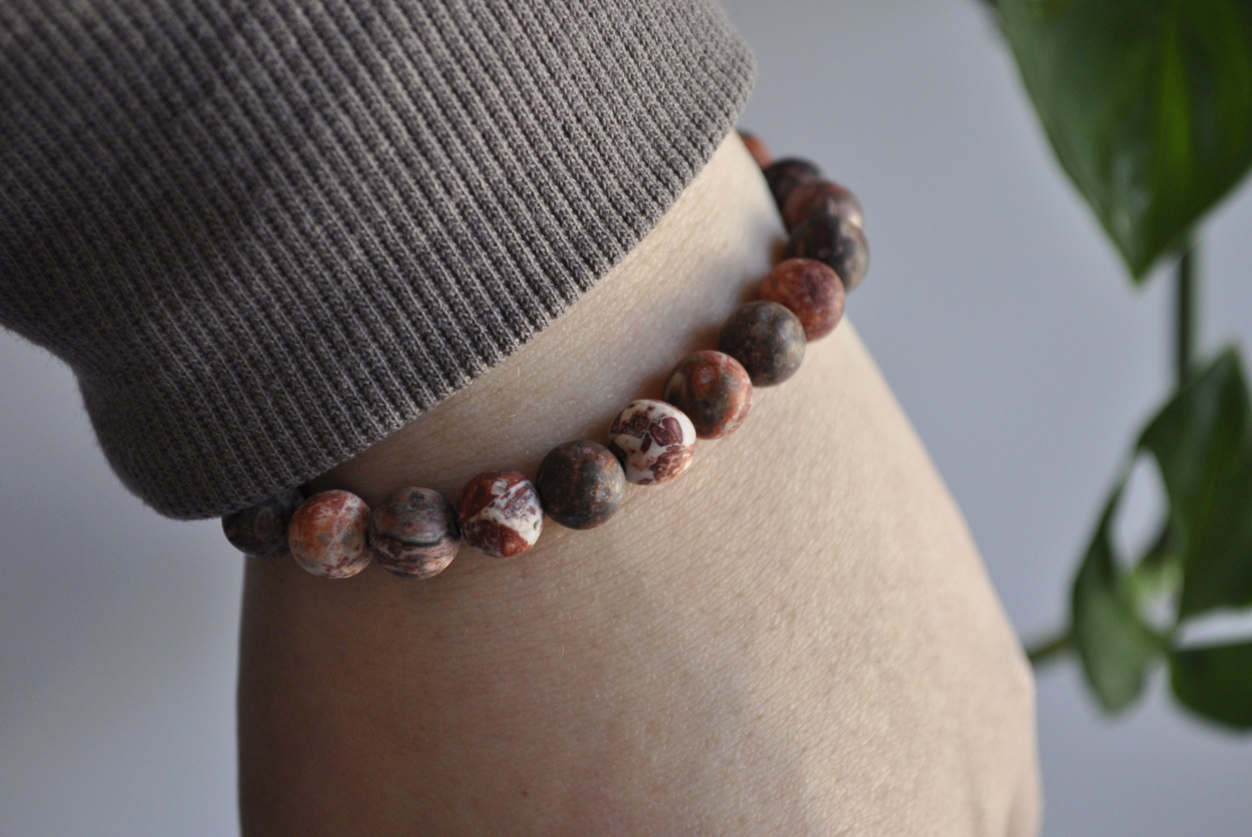 Matte Leopard Skin Jasper Gemstone Bracelet