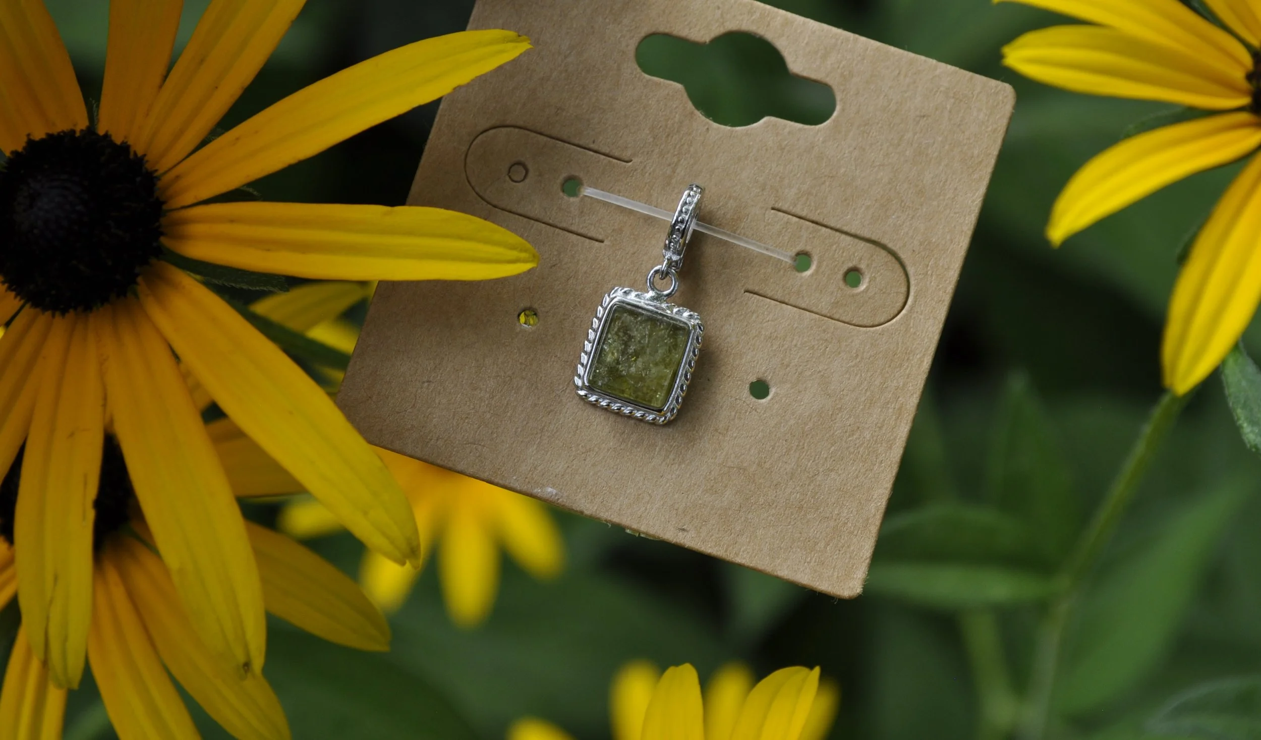 Green Tourmaline Cushion Gemstone Pendant | Sterling Silver