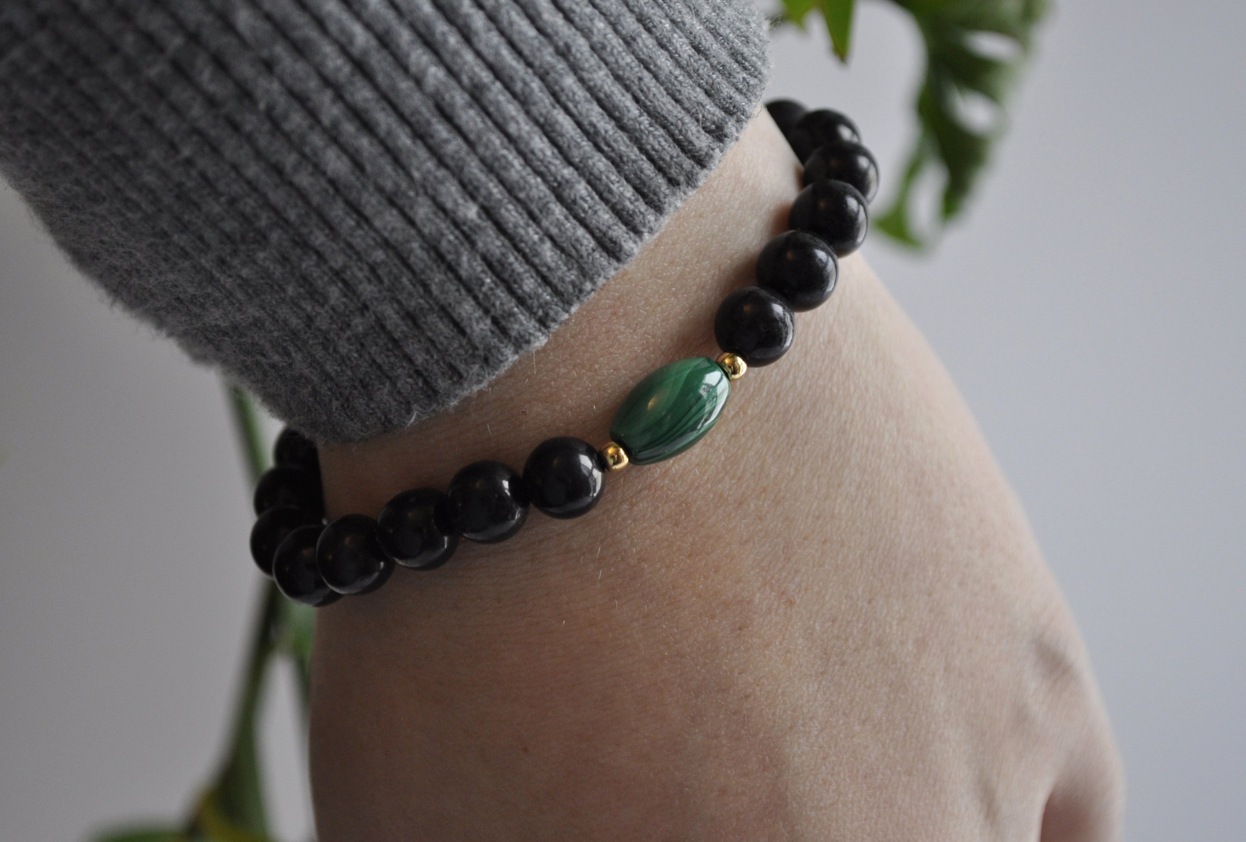 Shungite & Malachite Gemstone Bracelet