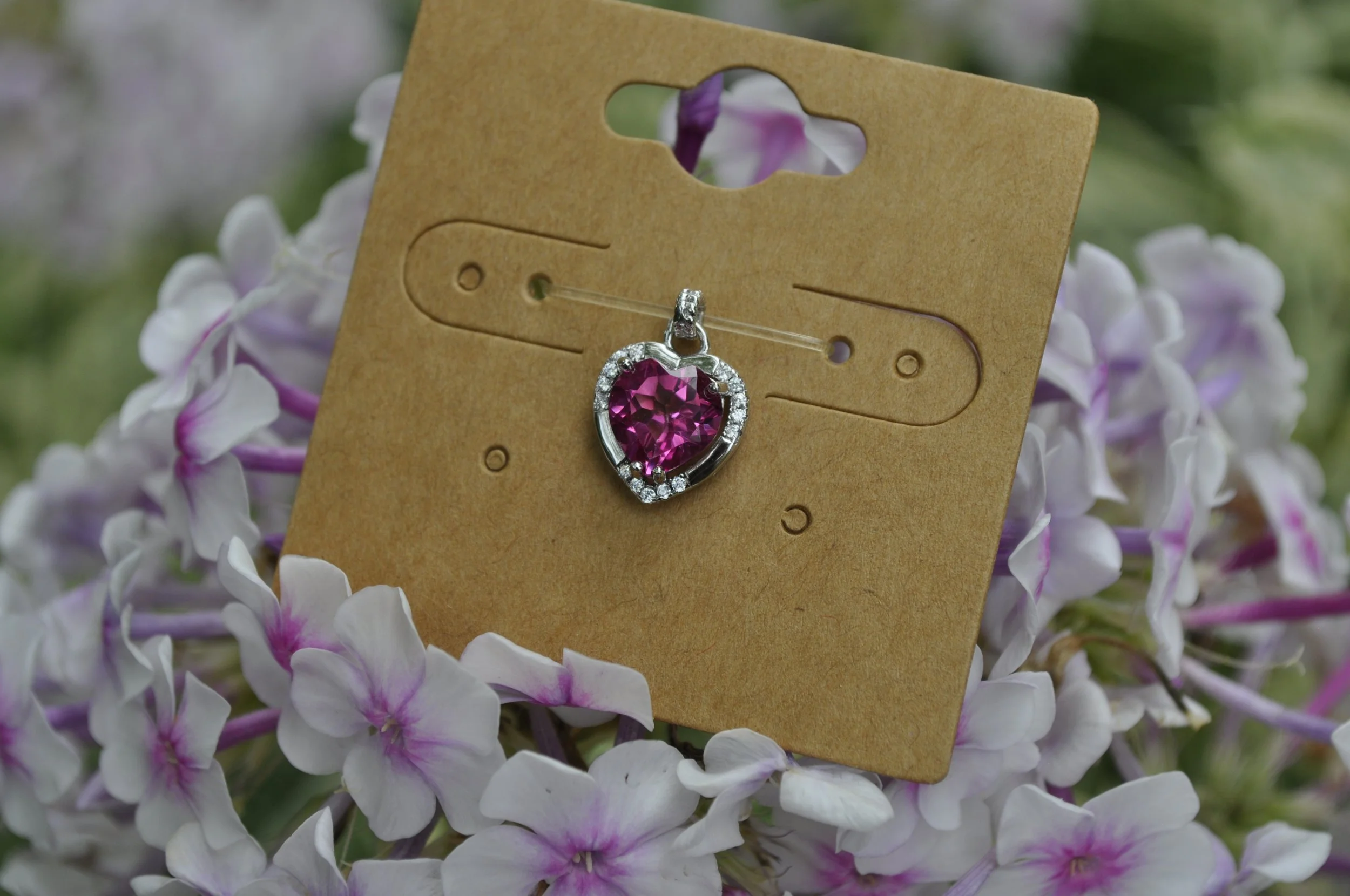 Pink Topaz & Zircon Gemstone Heart Pendant