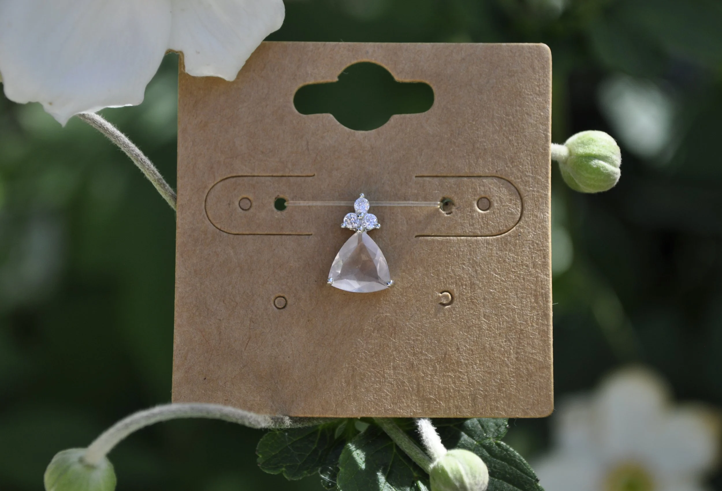 Rose Quartz & Moissanite Gemstone Pendant