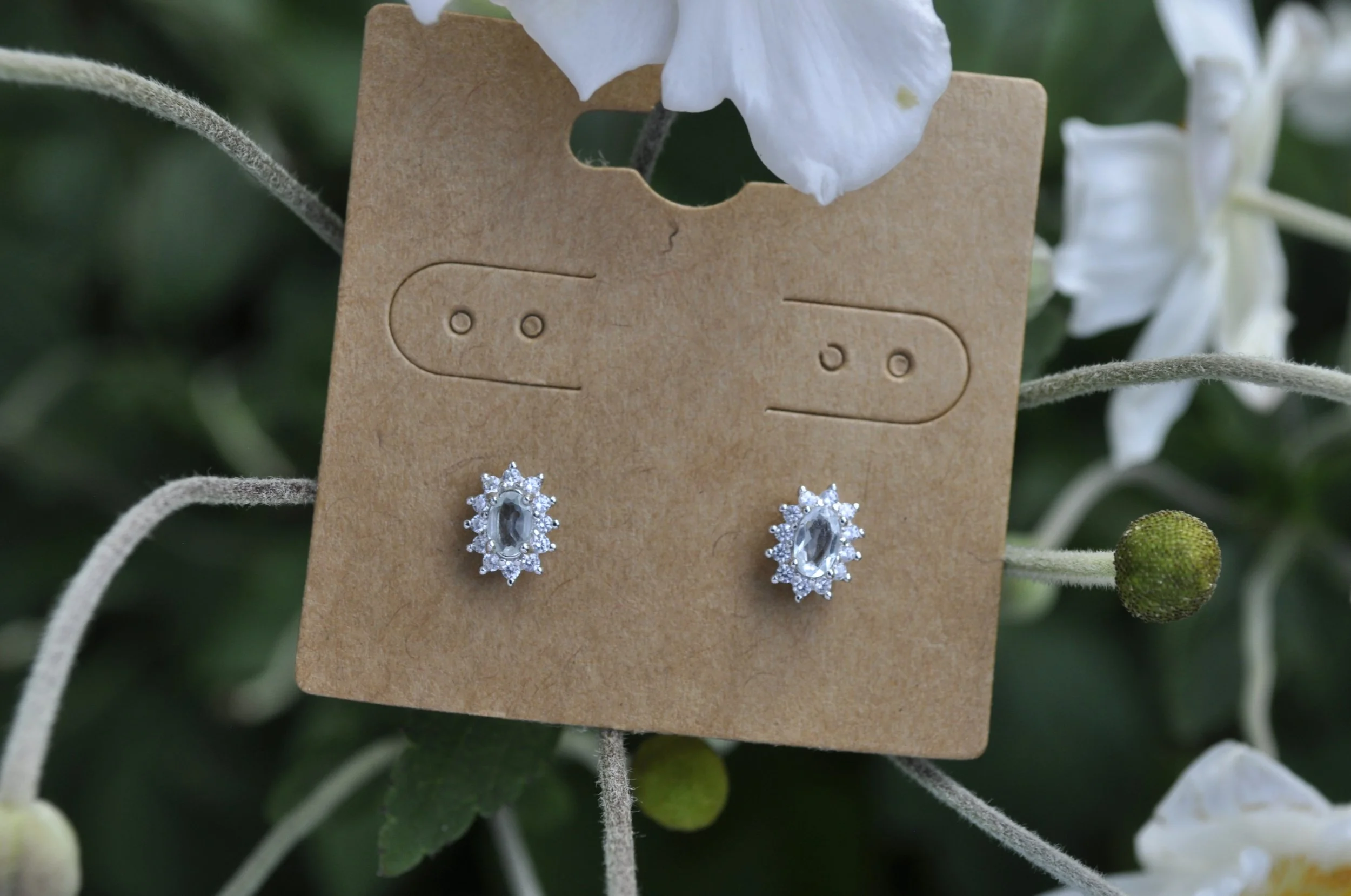 Aquamarine & Zircon Gemstone Earrings