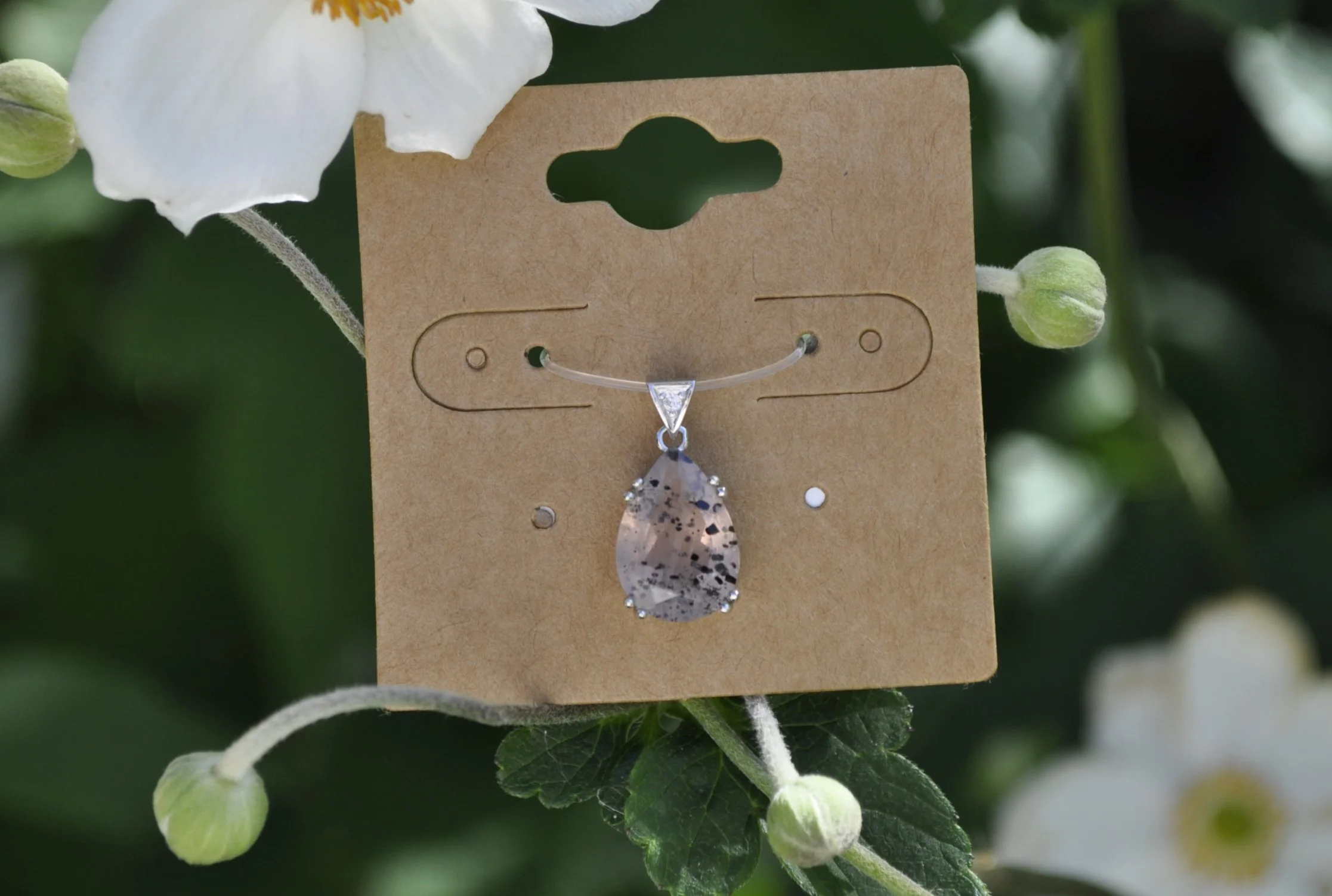 Tourmalated Quartz & Zircon Gemstone Pendant