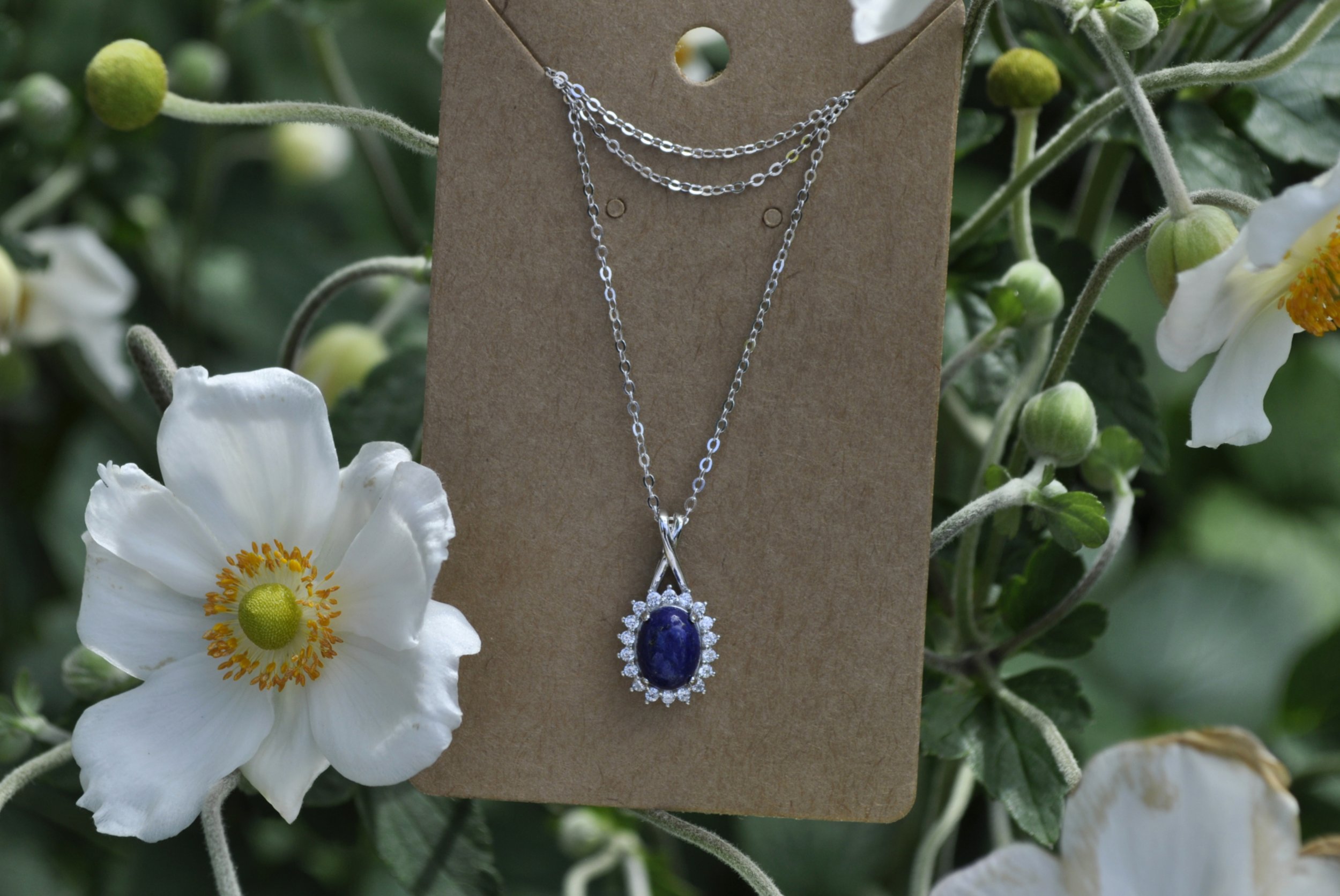 Lapis Lazuli & Zircon Gemstone Necklace