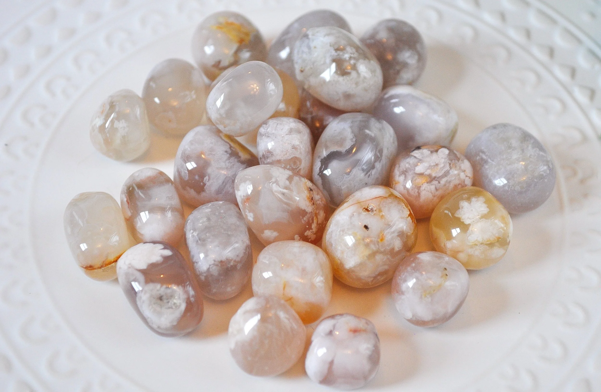 Flower Agate Tumbled Gemstones