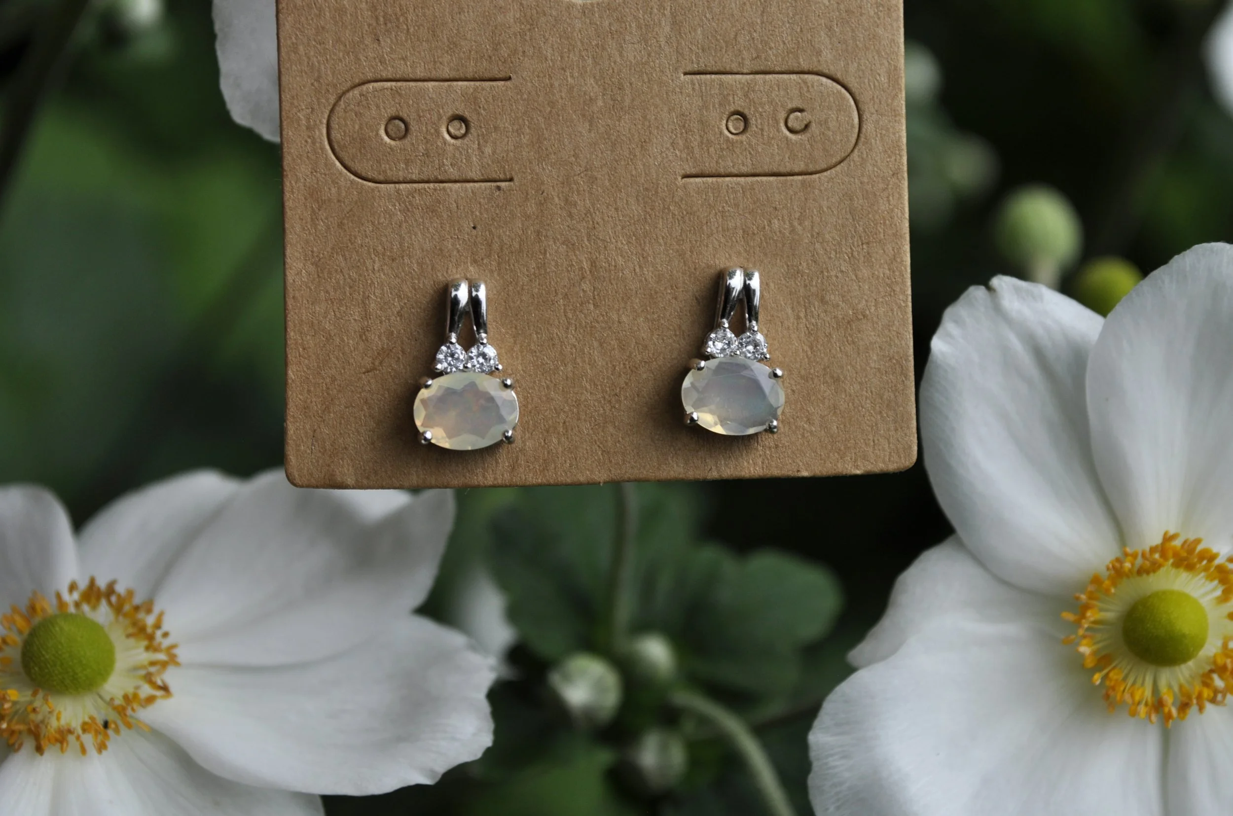 Opal & Moissanite Gemstone Earrings