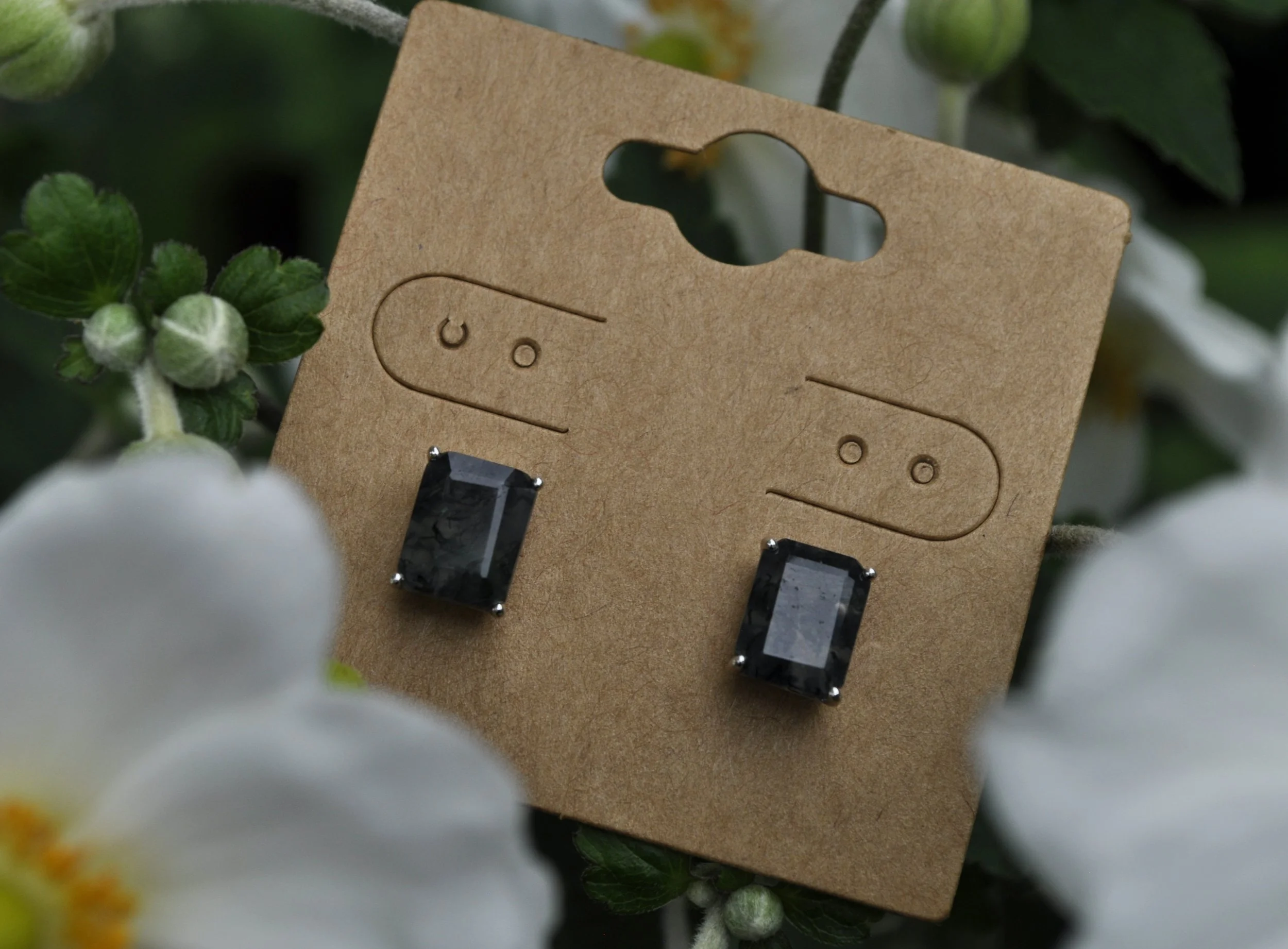 Green Moss Agate Gemstone Earrings