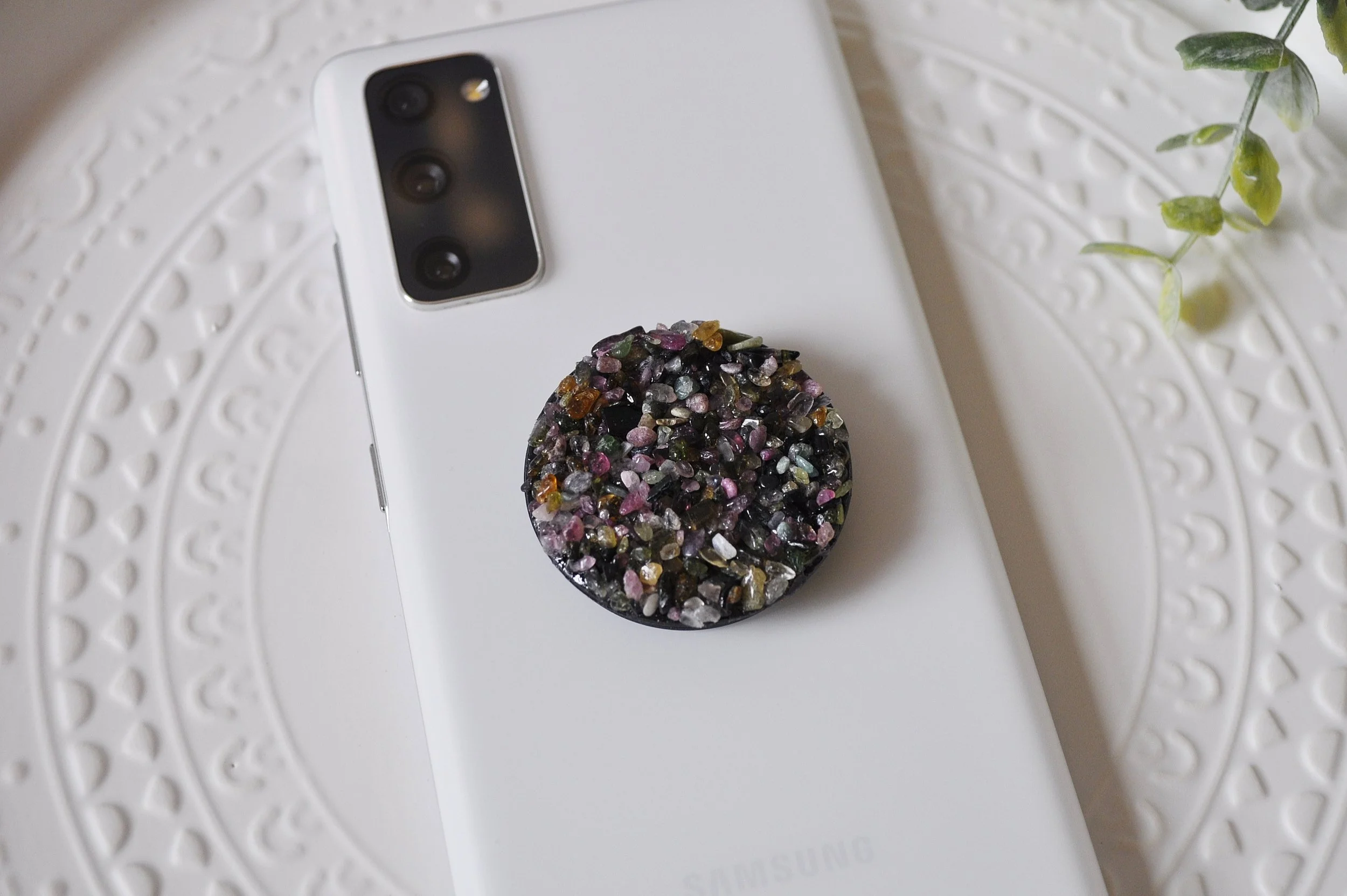Multi-Coloured Tourmaline Cell Phone Pop Socket