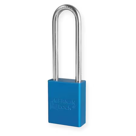 AMERICAN LOCK Lockout Padlock, Keyed Alike, Aluminum, Blue, 3 in Shackle Height, 1 1/2 in Body Width