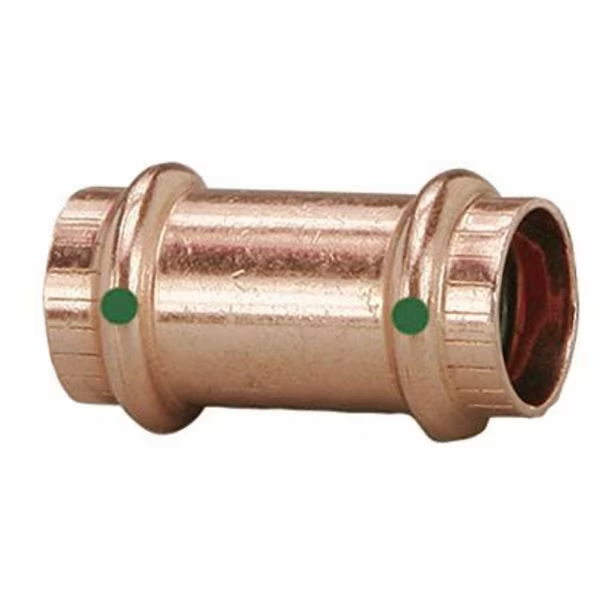 VIEGA ProPress Straight Coupling, No Stop, 3/4 in Press-Fit x 3/4 in Press-Fit, 2 in L, Copper