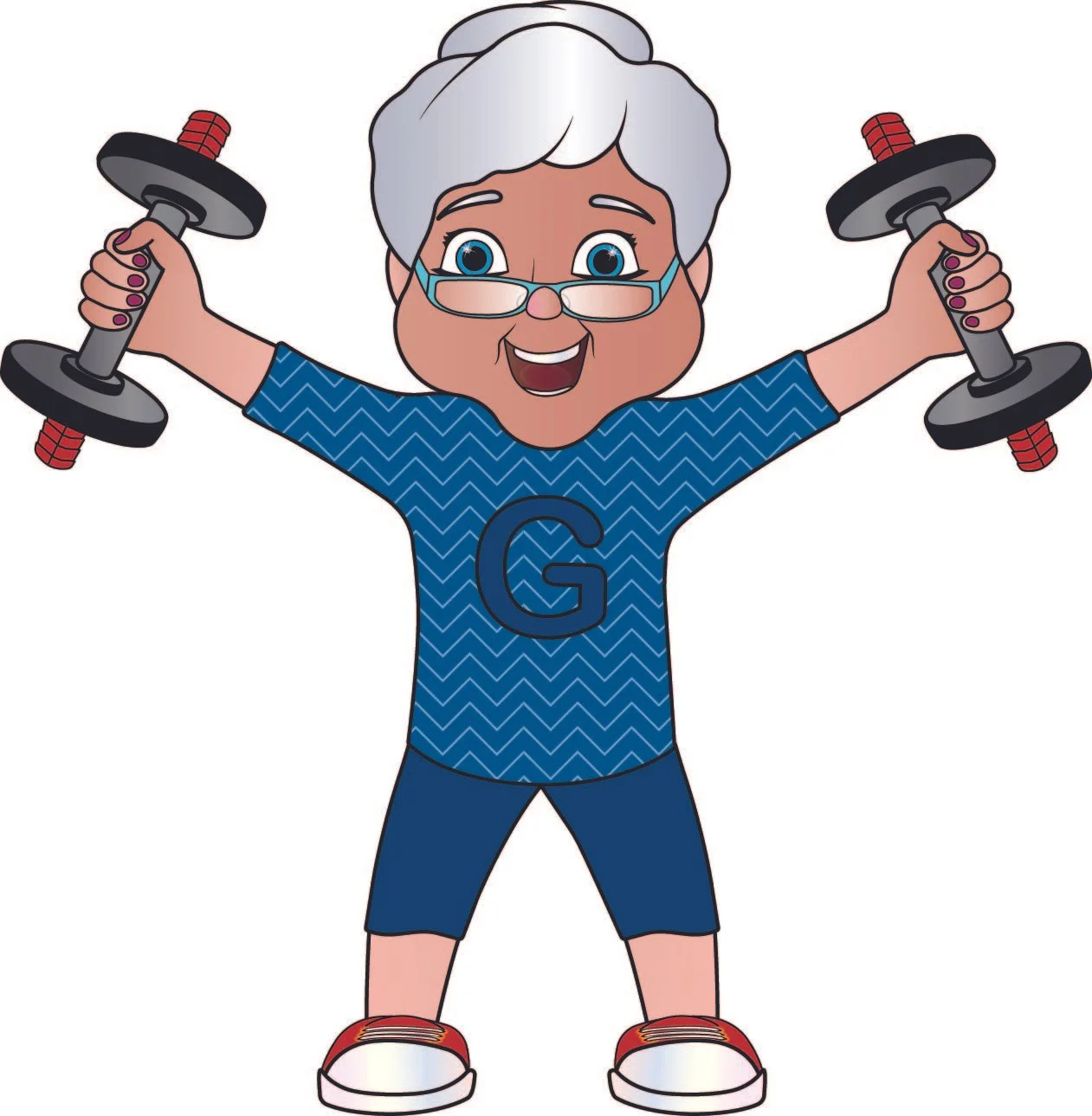 Strong Grandma lifting weights for her health.