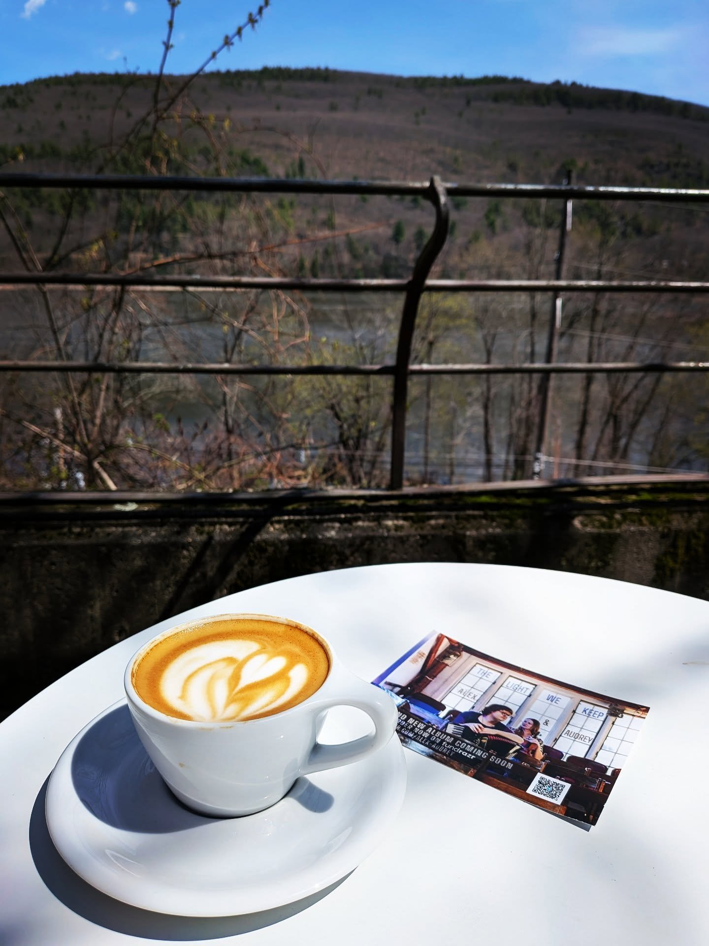 Utterly beautiful day to hang out at my favorite coffee spot in Brattleboro @patiocoffeevt . A true sign of spring is when Corey moves outside, very happy indeedy. 🥰