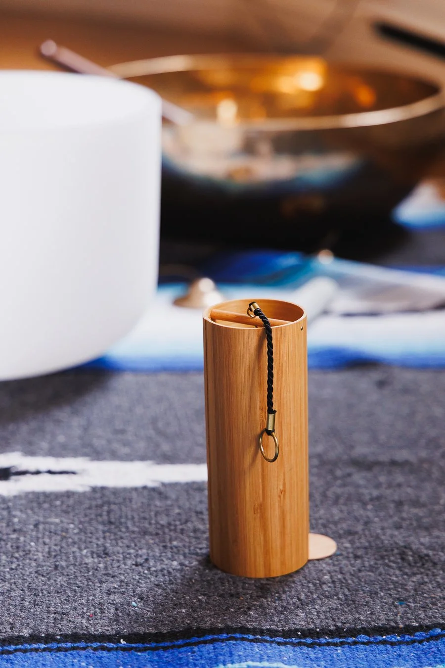 Sound healing instruments, chimes and crystal bowl