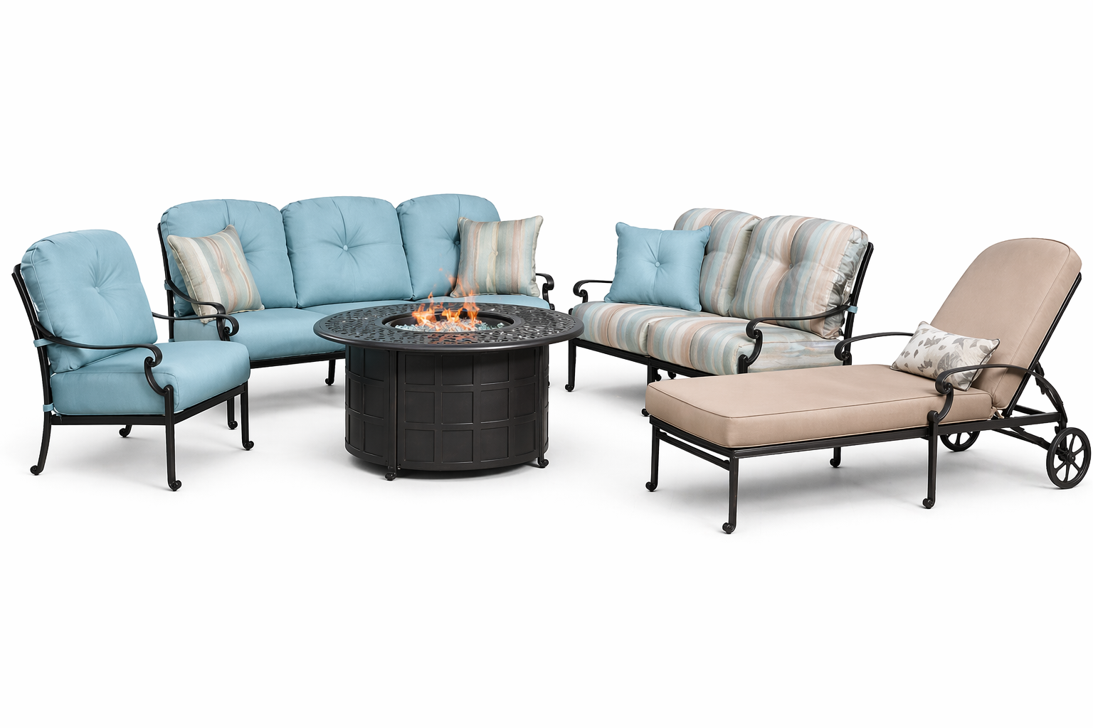 Biscayne Patio Set with Fire Table