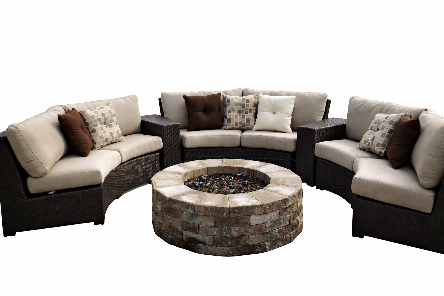 Bonita Sectional in Color: Java with Fire Pit