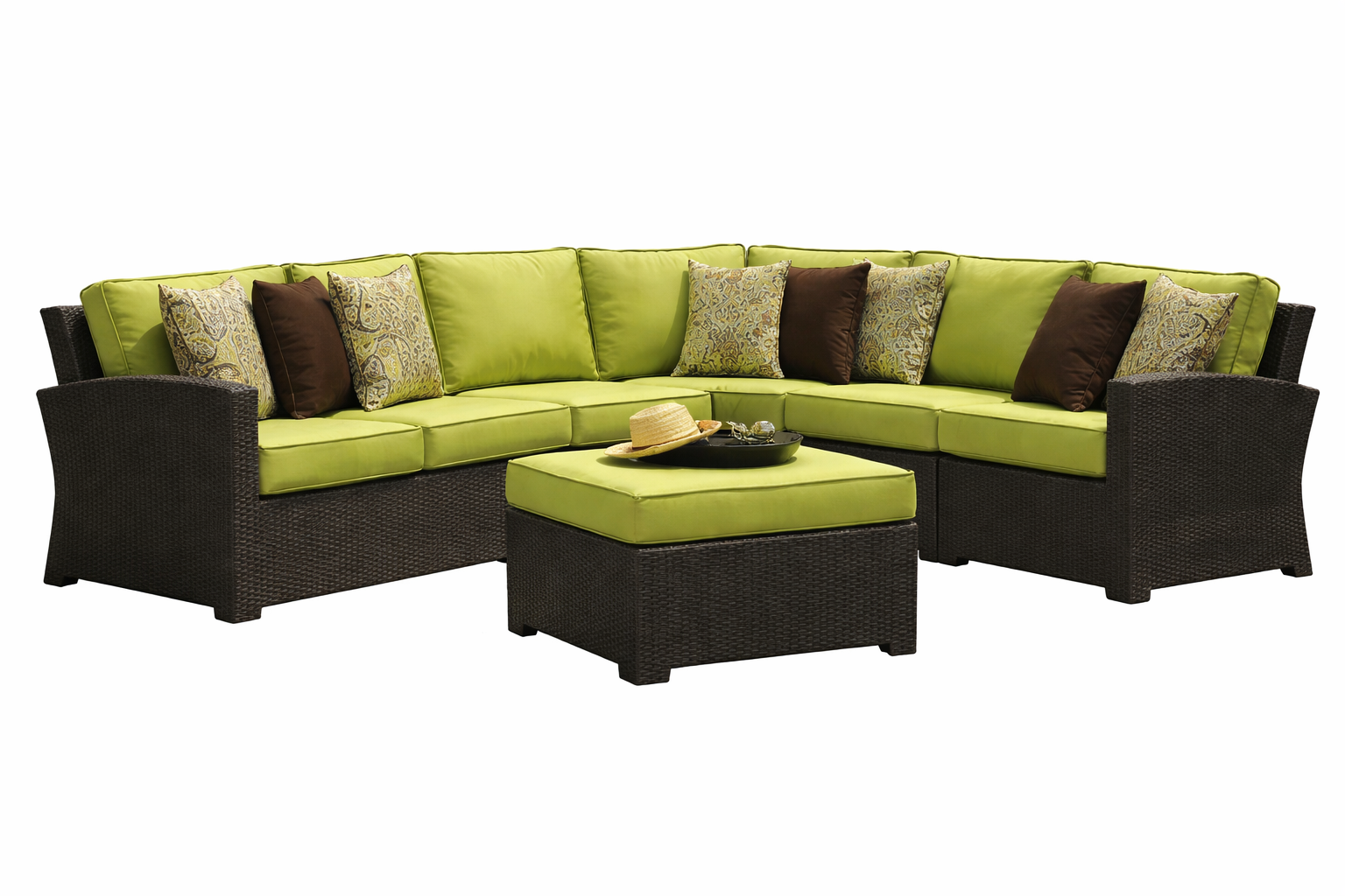 Bonita Sectional with Square Ottoman in Color: Java