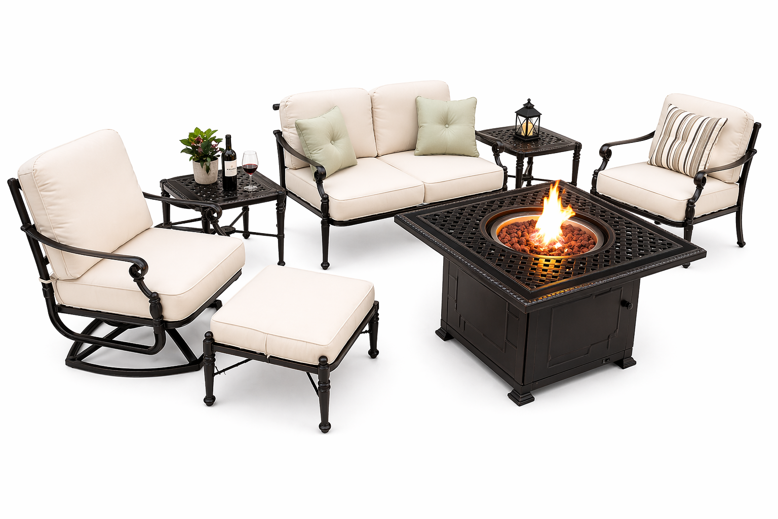 Grand Terrace Patio Set with Fire Table