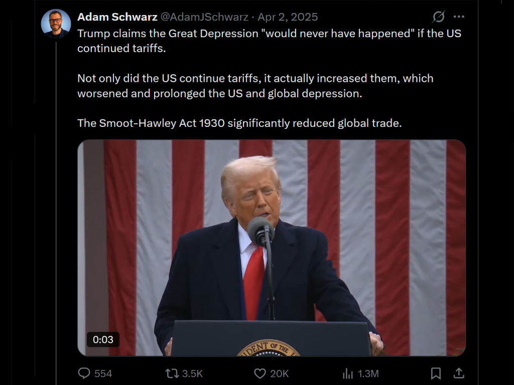 Image of Donald Trump speaking at a podium with an American flag backdrop.