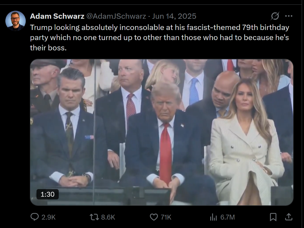 A group of people, including Donald Trump and Melania Trump, attending a formal event. Donald Trump appears to be looking down with a serious expression, while others around him look serious or focused.