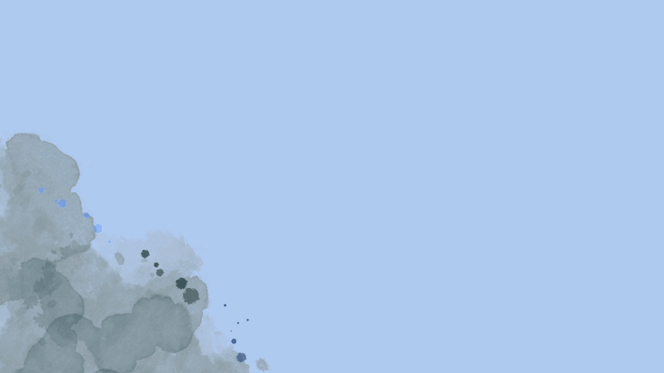 Light blue watercolor background with darker gray and blue ink splashes on the left side.