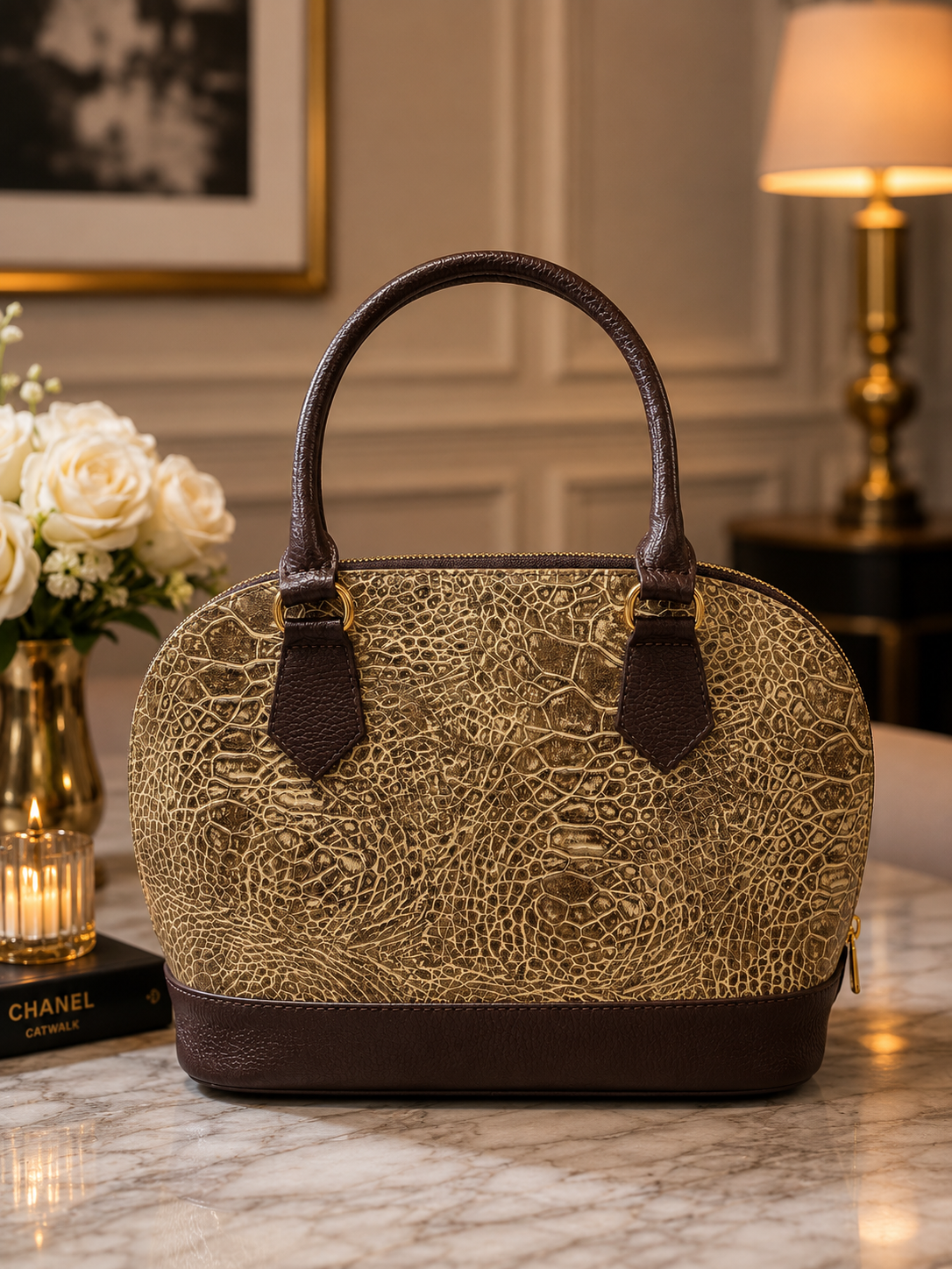 Sophia Heritage Satchel – Espresso Embossed - back.png