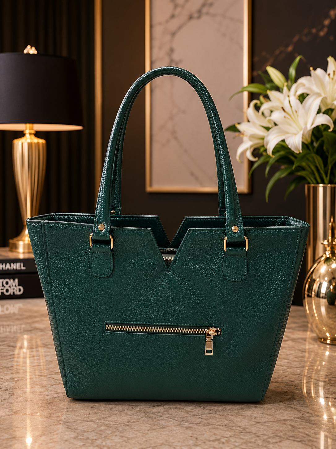Sofia Signature Tote – Emerald - back.png