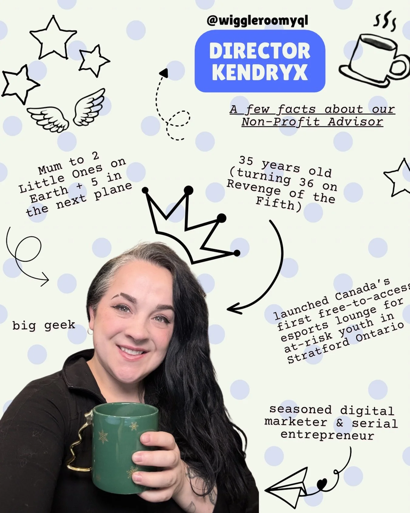 🐛 Meet the Board of Directors 🌳 
 
We&rsquo;re so excited to introduce you to one of the hearts behind The Wiggle Room 🛝 Kendryx 

Kendryx is a mama to 2 little ones here on earth and 5 who live in her heart. Her motherhood journey carries both de