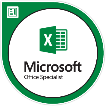 Microsoft Office Specialist logo with green and white colors, featuring the Excel icon.