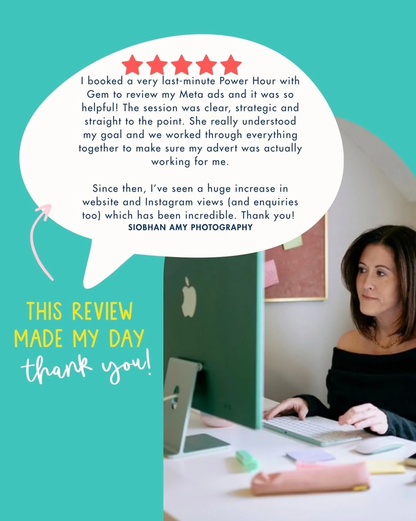Reviews like this honestly make my day 🥹

It was such a pleasure helping Siobhan review her Meta ads and make sure everything was set up to actually work for her business.

Seeing the results afterwards is always the best part ✨