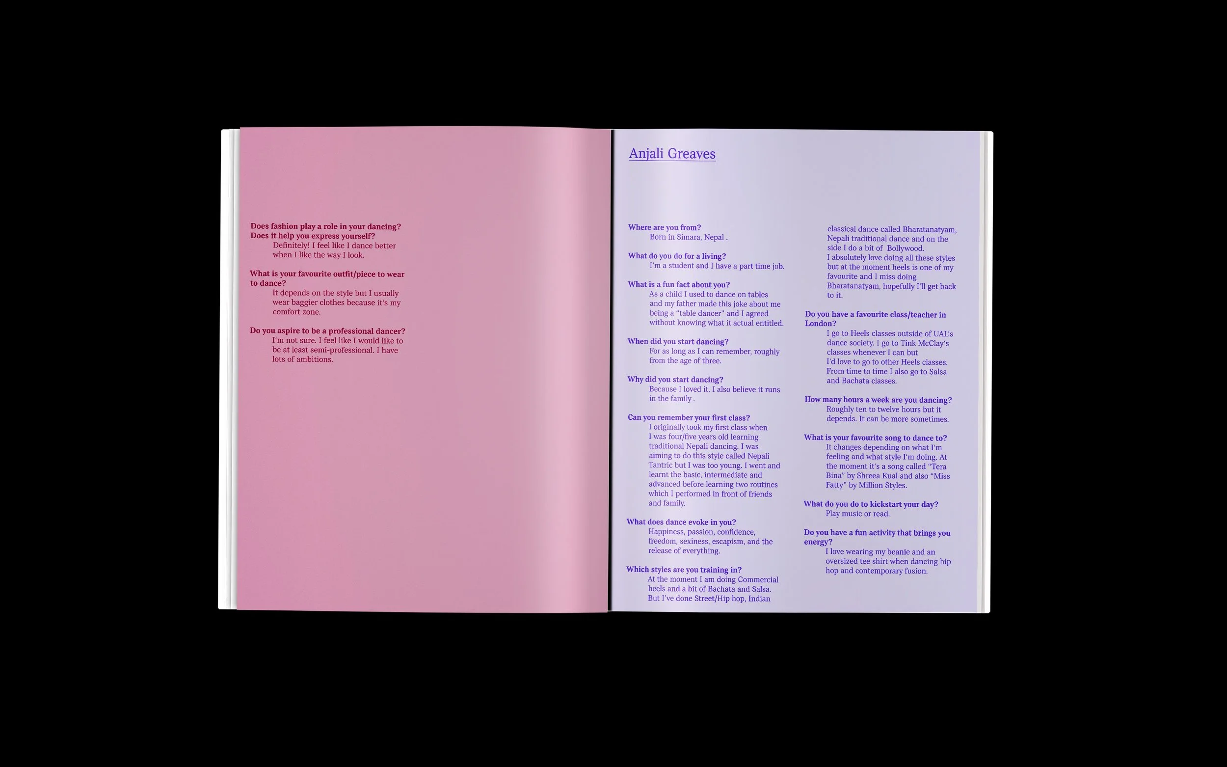 160-page editorial publication exploring London's dance community.