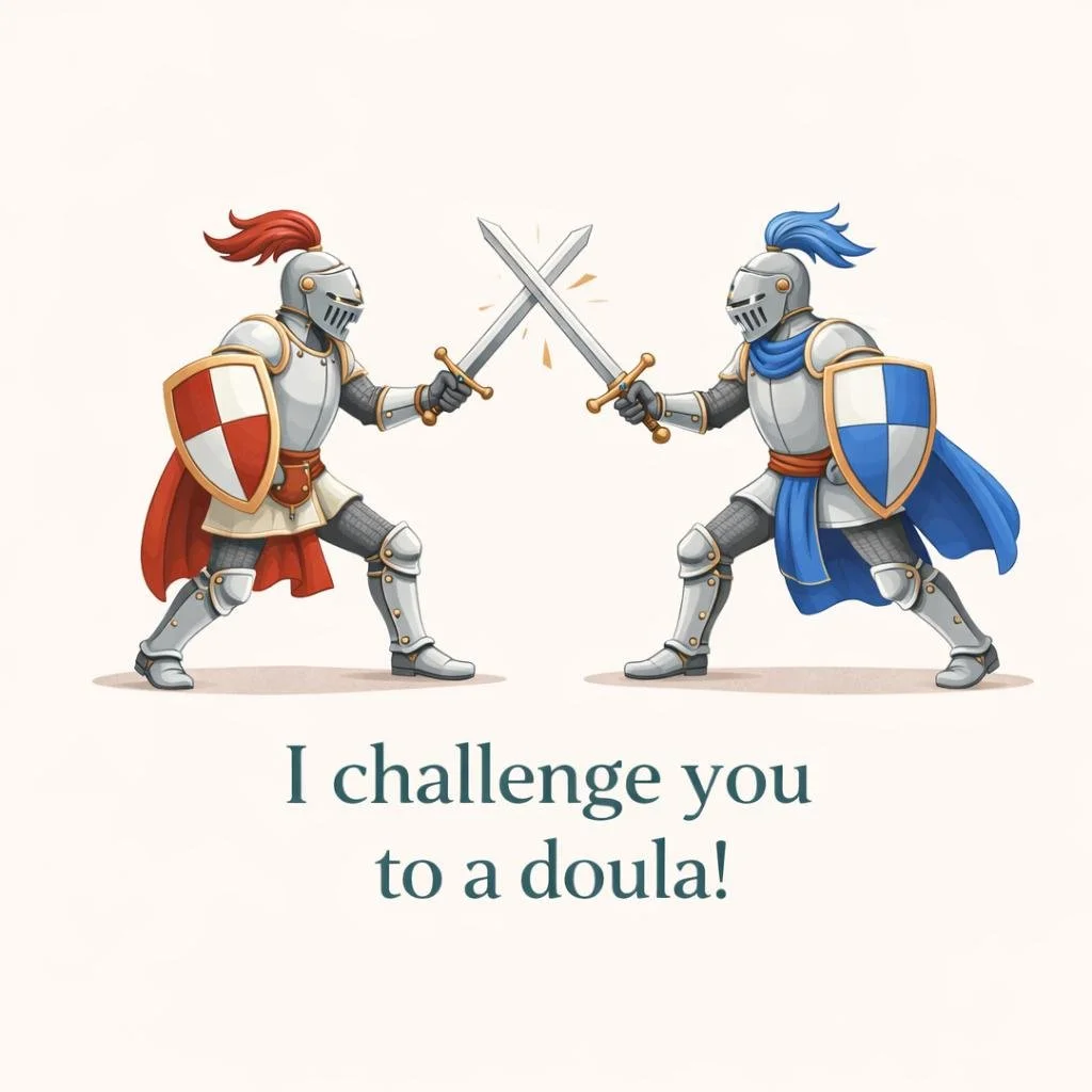 To be fair, my weapons of choice are slightly less dramatic: a hot brew, something delicious to eat, a natter about what's happening in the bigger world, and the ability to hold the baby while you catch a few zzzs.

No armour required. No battle nece