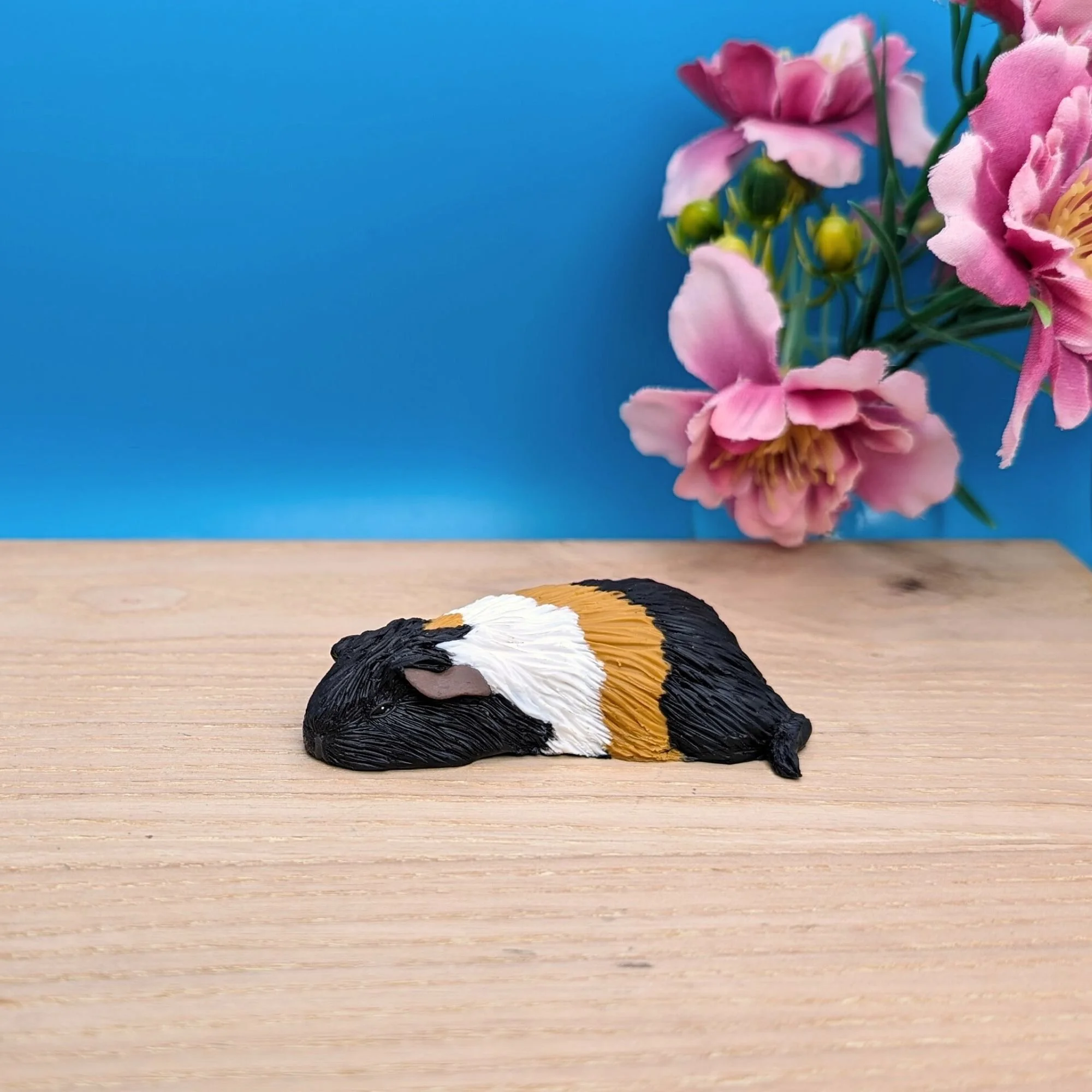 Sleeping Tri-Colour Guinea Pig Sculpture