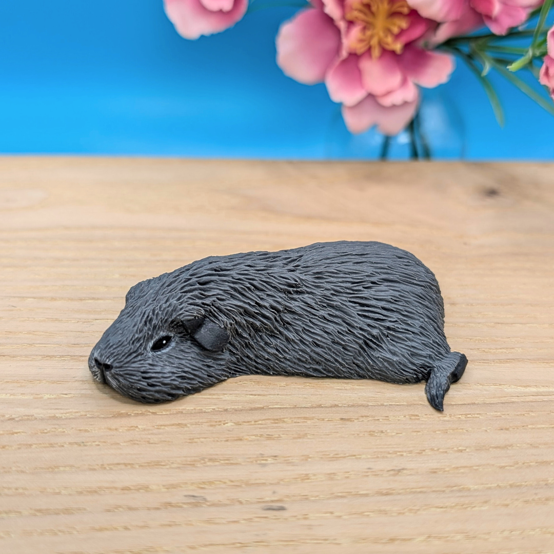 Grey Sleeping Guinea Pig Sculpture
