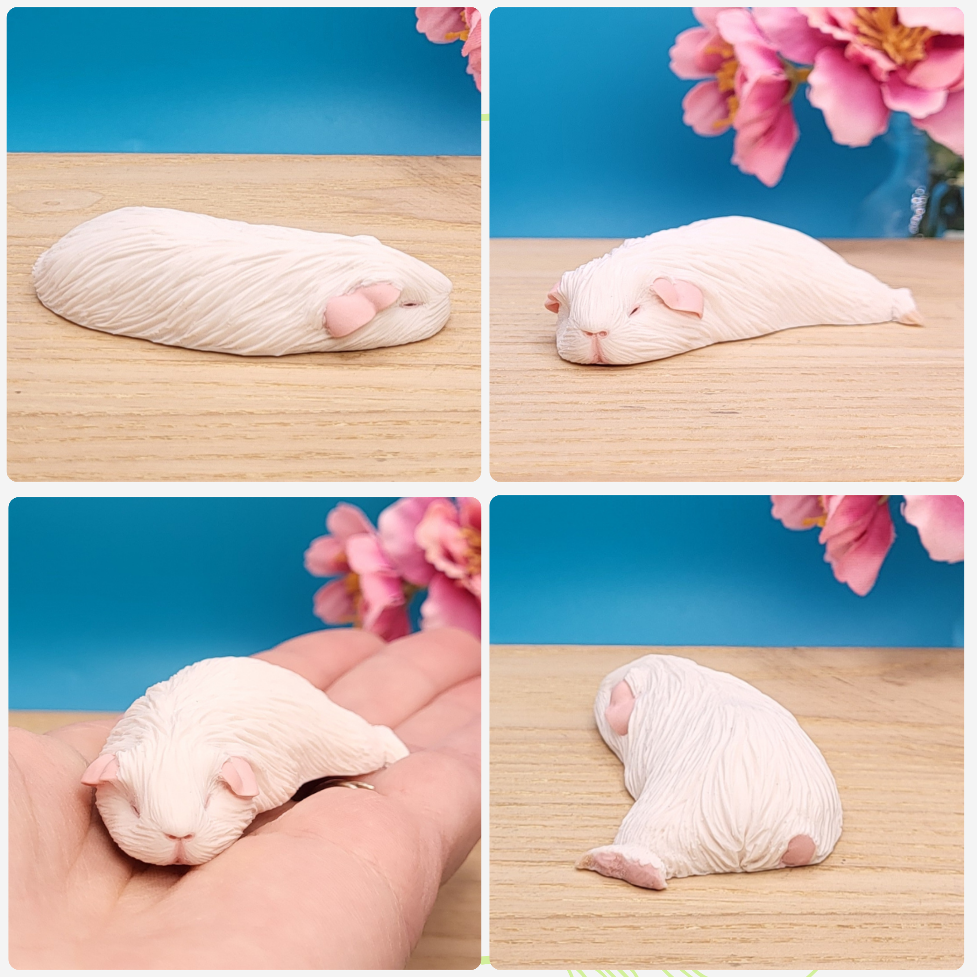 White Sleeping Guinea Pig Sculpture