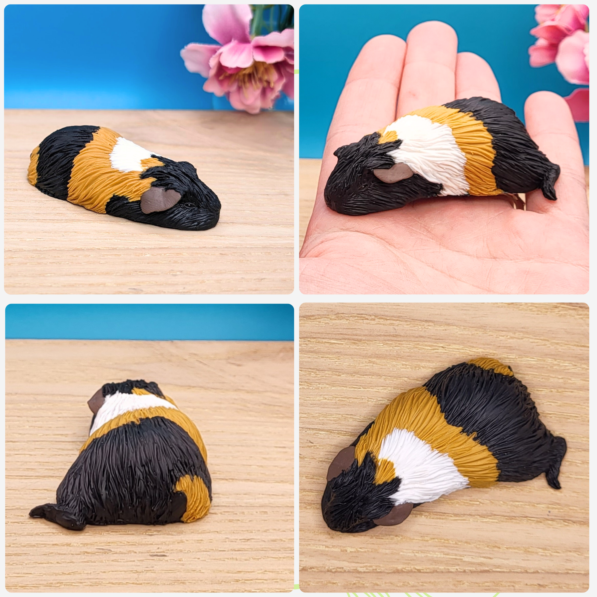 Sleeping Tri-Colour Guinea Pig Sculpture